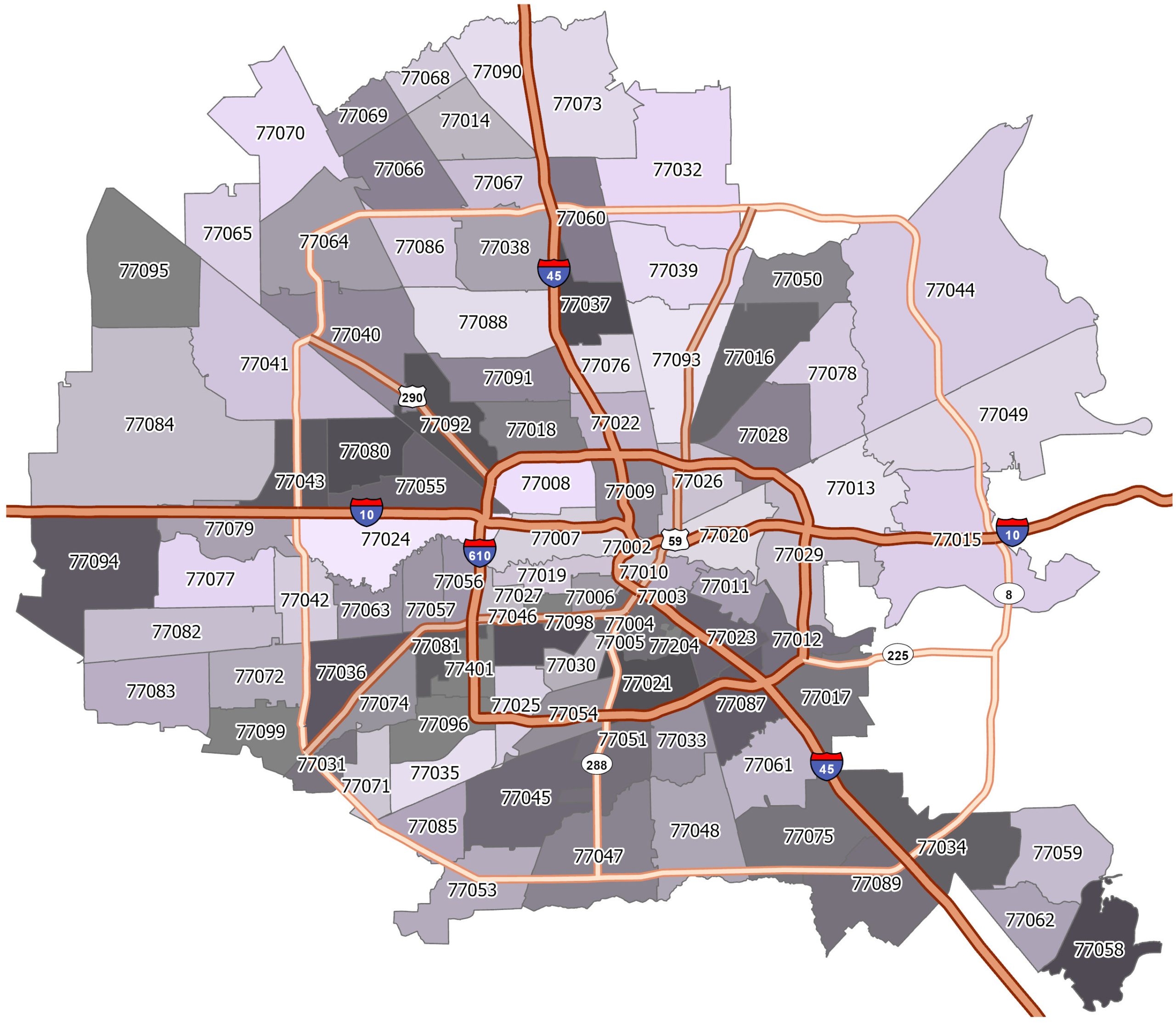Houston Zip Code Map GIS Geography Worksheets Library