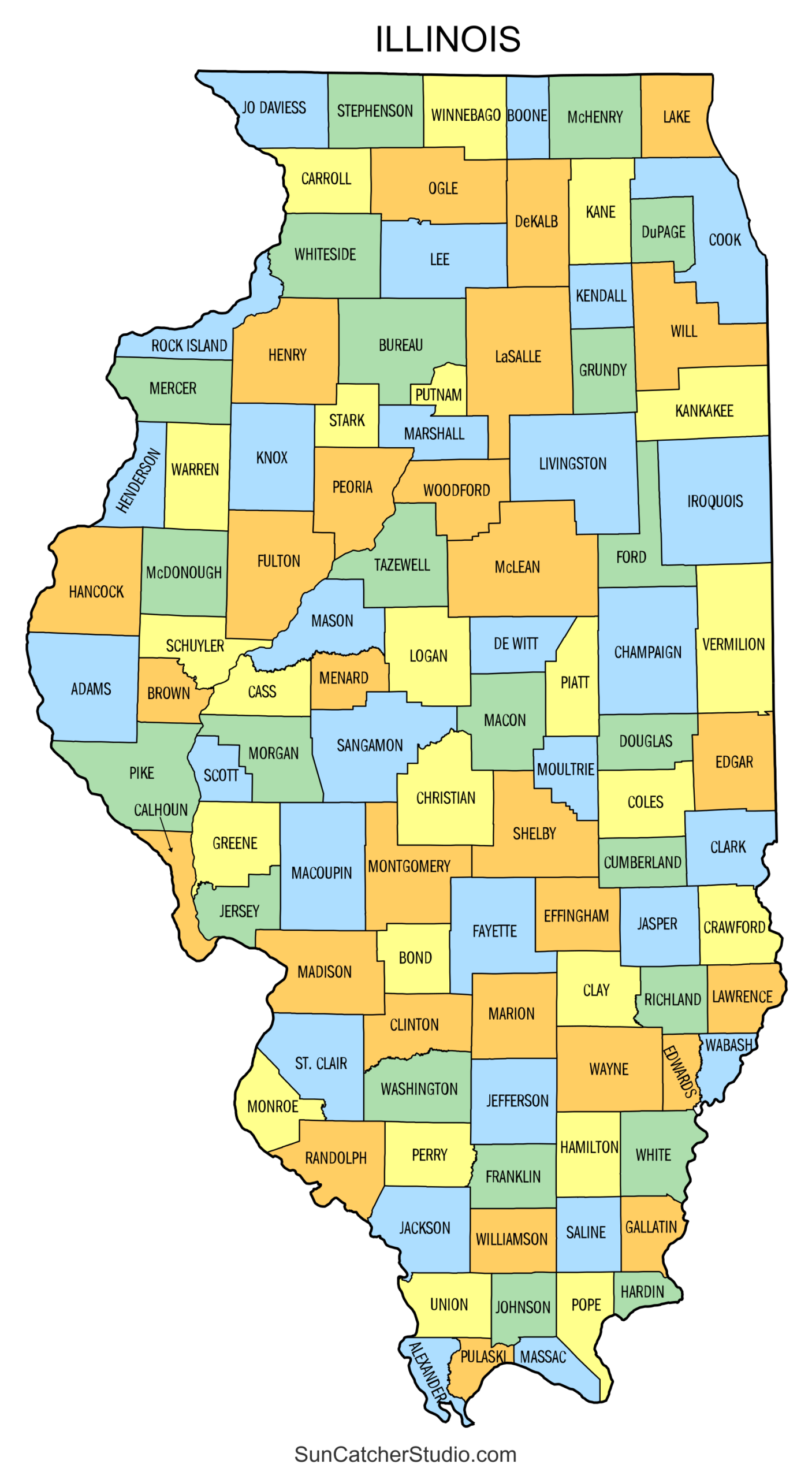 Illinois County Map Printable State Map With County Lines Free Printables Lettering SVG Files Tools Apps