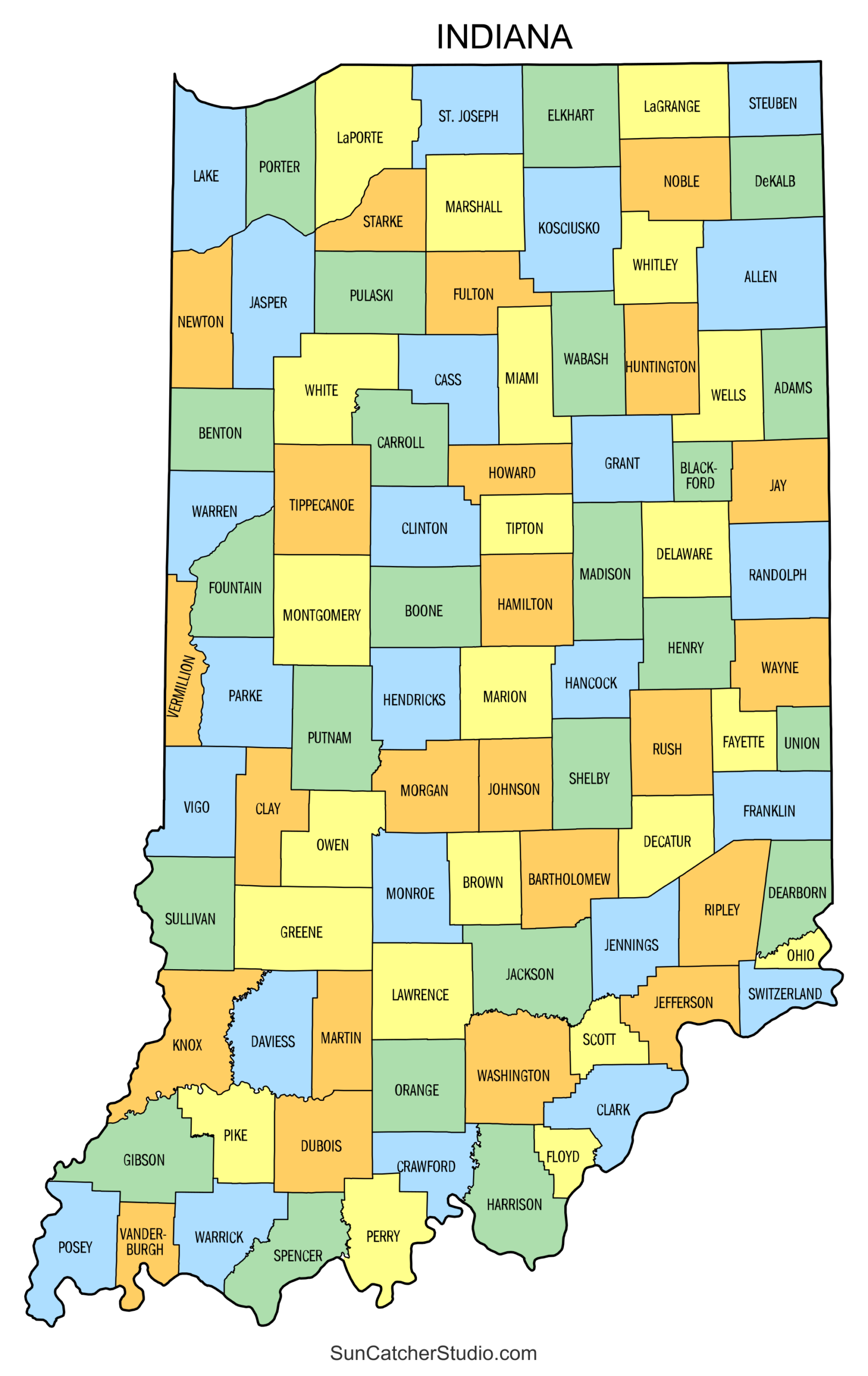 Indiana County Map Printable State Map With County Lines Free Printables Lettering SVG Files Tools Apps