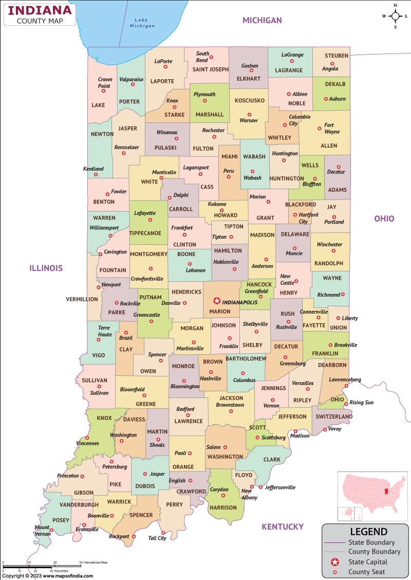 Indiana Map Map Of Indiana IN State With County Indiana Map Map Of Indiana IN State With County