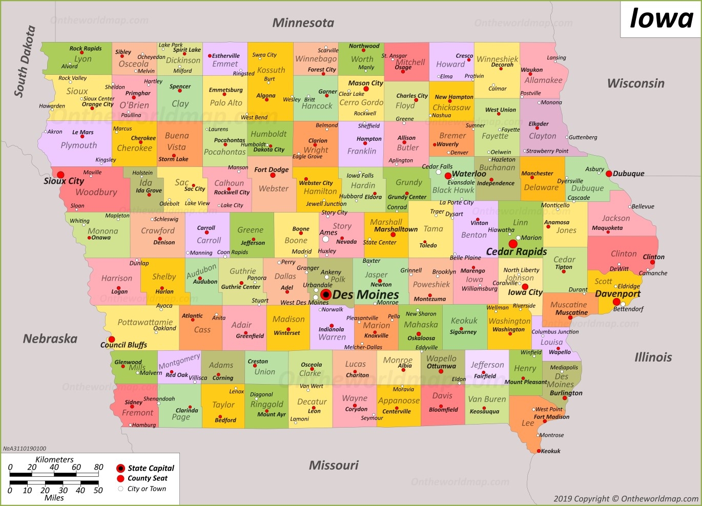 Iowa State Map USA Maps Of Iowa IA 