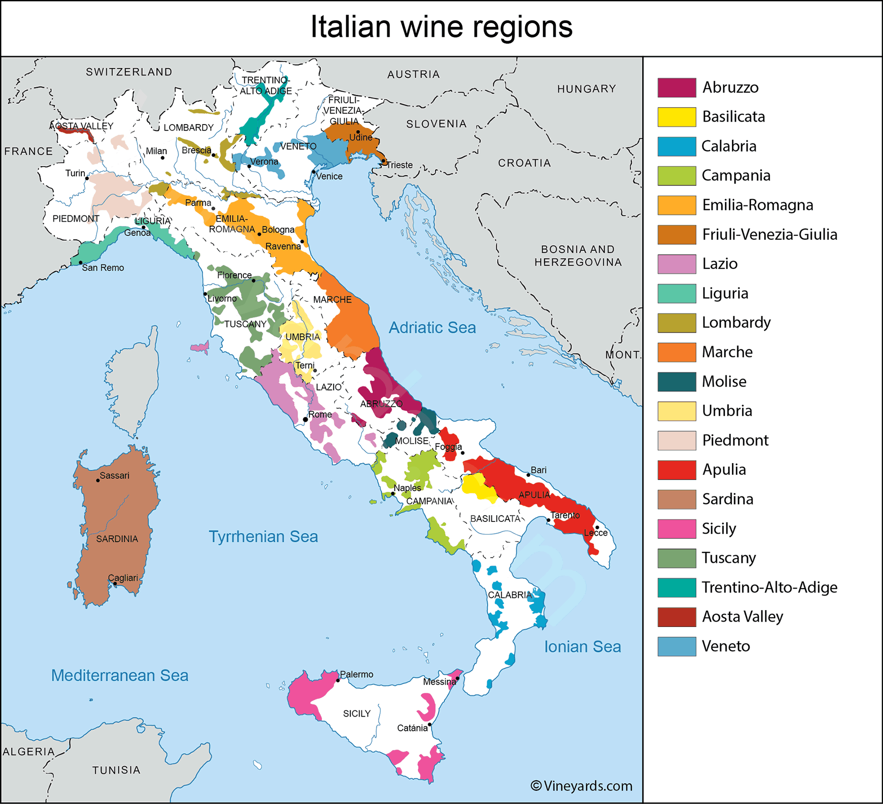 Italy Map Of Vineyards Wine Regions Worksheets Library