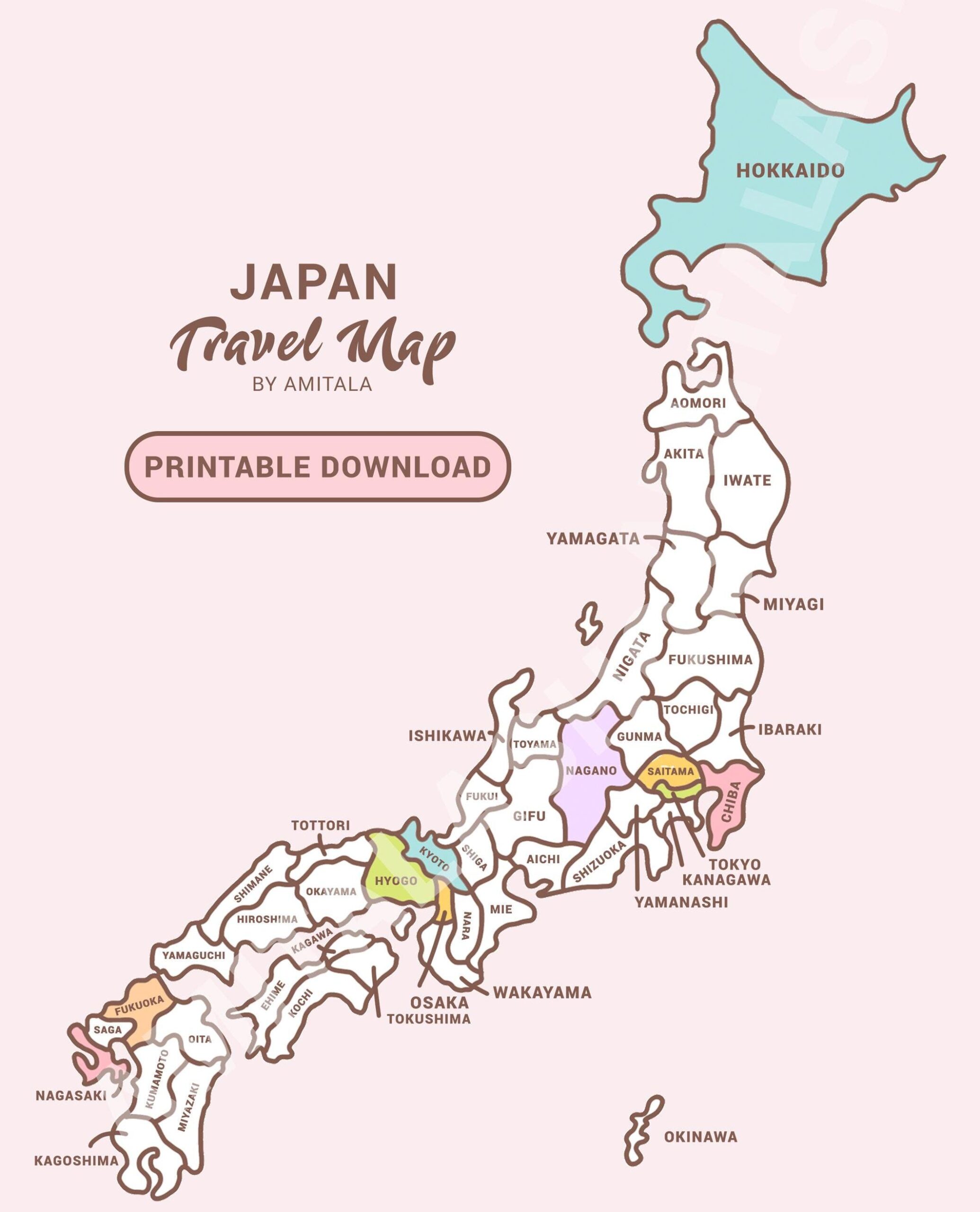 Japan Travel Map A4 Printable Sales Map Small Business Map Order Tracker Nihon Tokyo Osaka PDF Map Instant Download Ready To Use Map Etsy