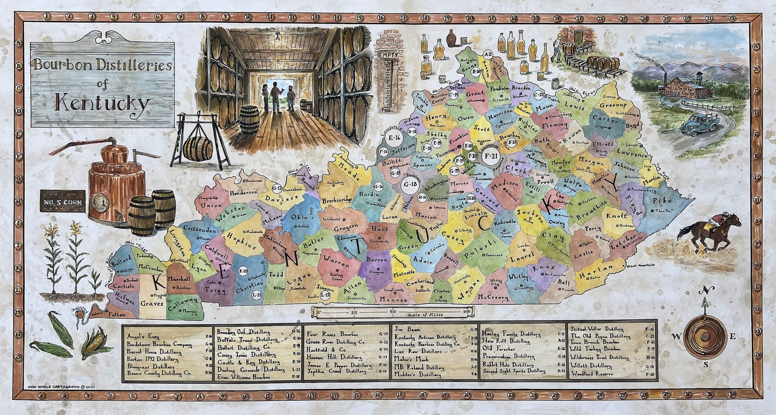 Kentucky Bourbon Map Bourbon Trail Map Distilleries Map Kentucky Map Map Of Bourbon Etsy Norway