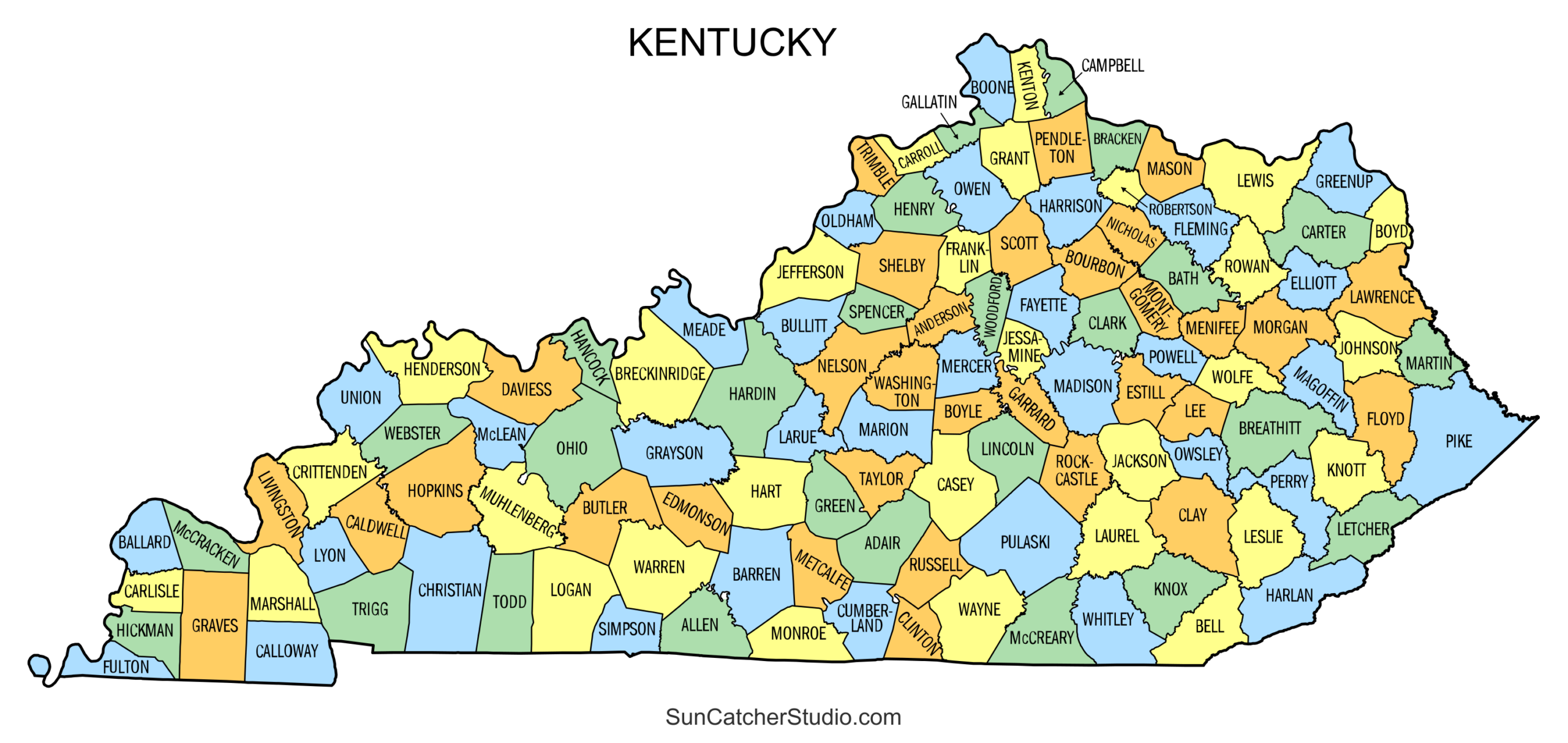 Kentucky County Map Printable State Map With County Lines Free Printables Lettering SVG Files Tools Apps