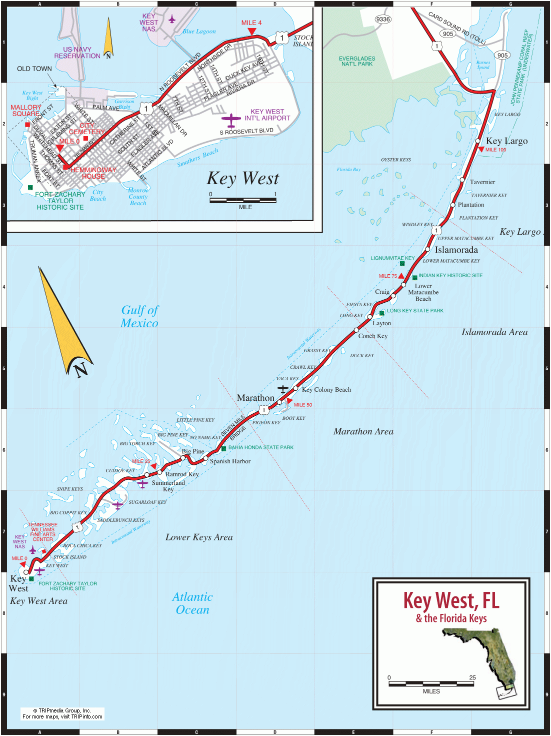 Key West Florida Keys Road Map
