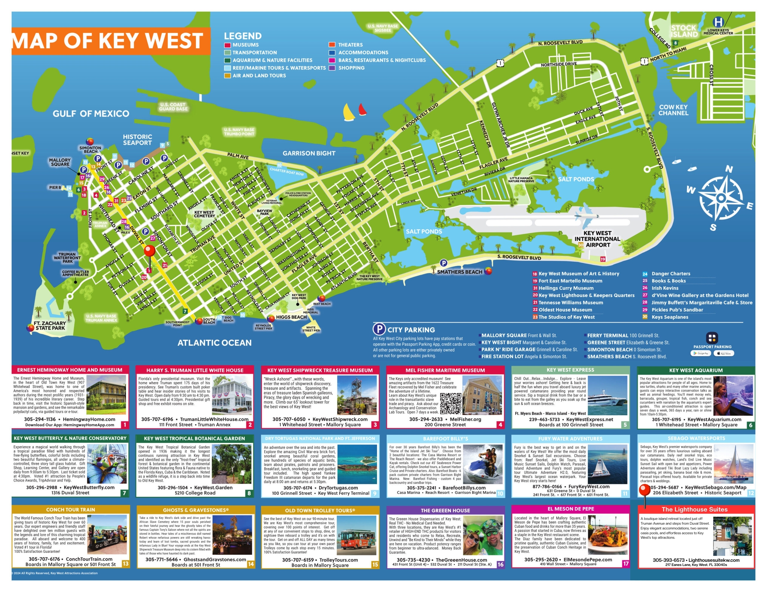 Key West Tourist Map Lighthouse Suites Key West Tourist Map Lighthouse Suites