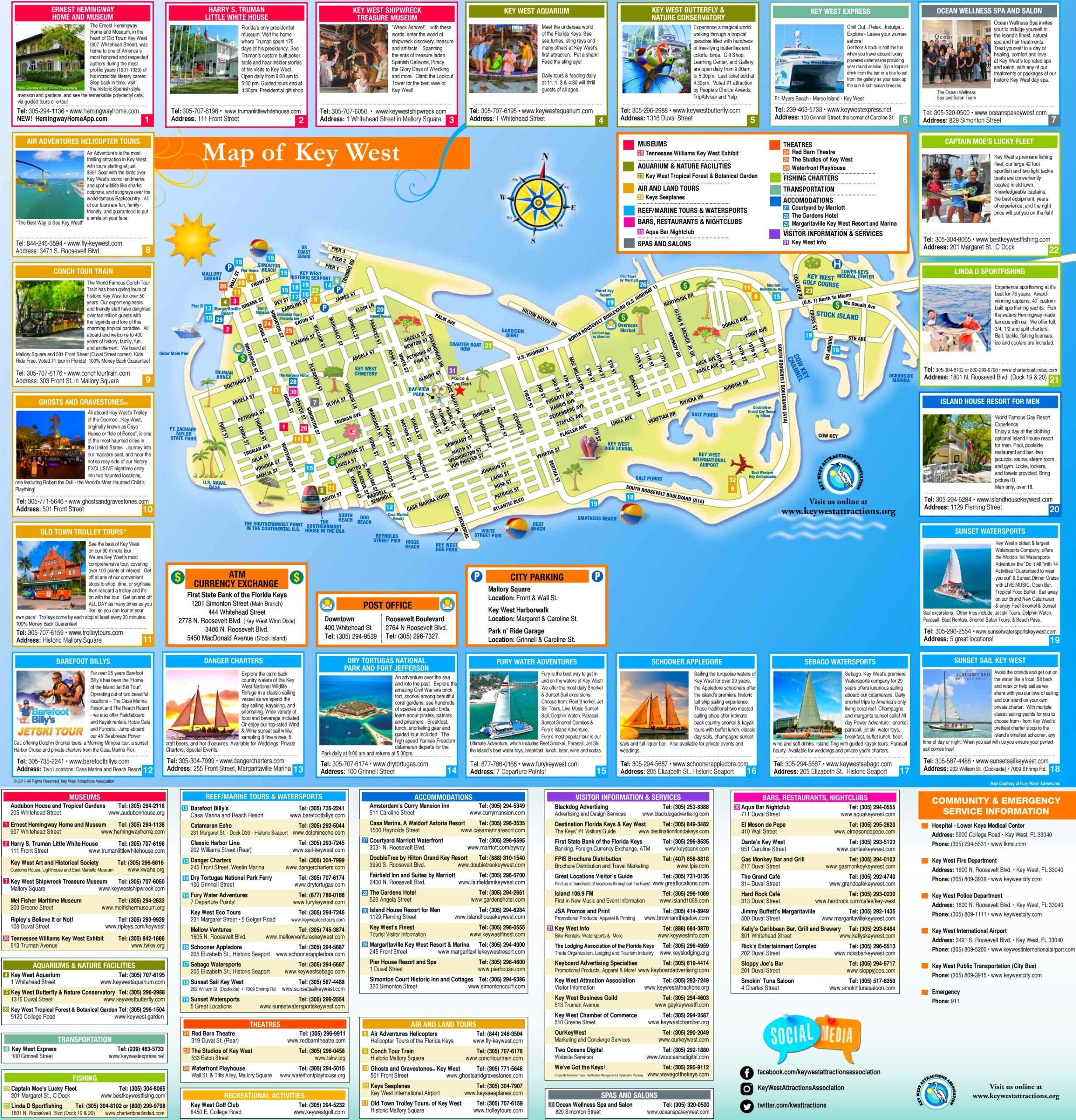 Key West Tourist Map Ontheworldmap Key West Tourist Map Ontheworldmap