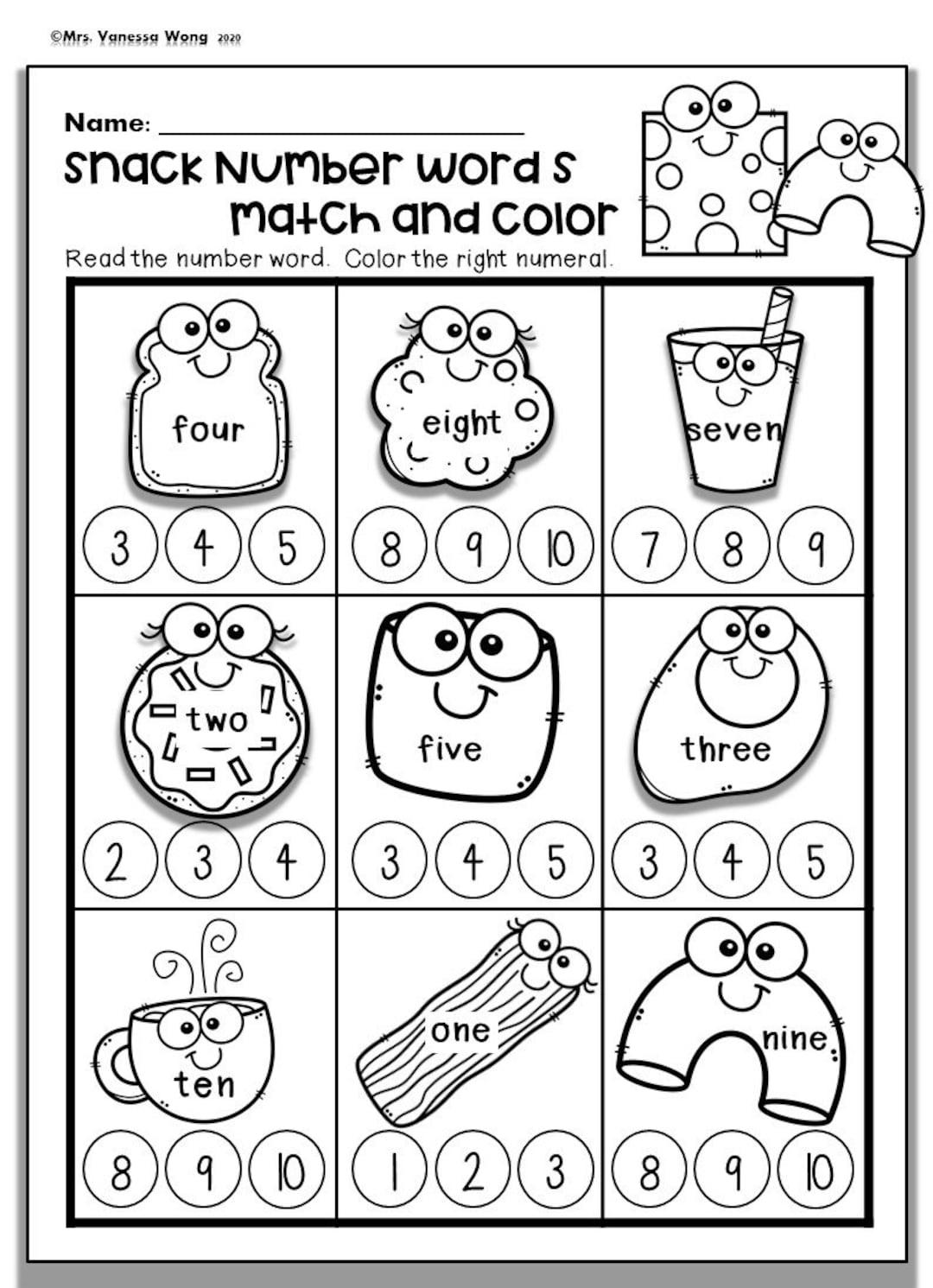 Kindergarten Math Worksheets Numbers 1 10 Number Words PDF Etsy Israel