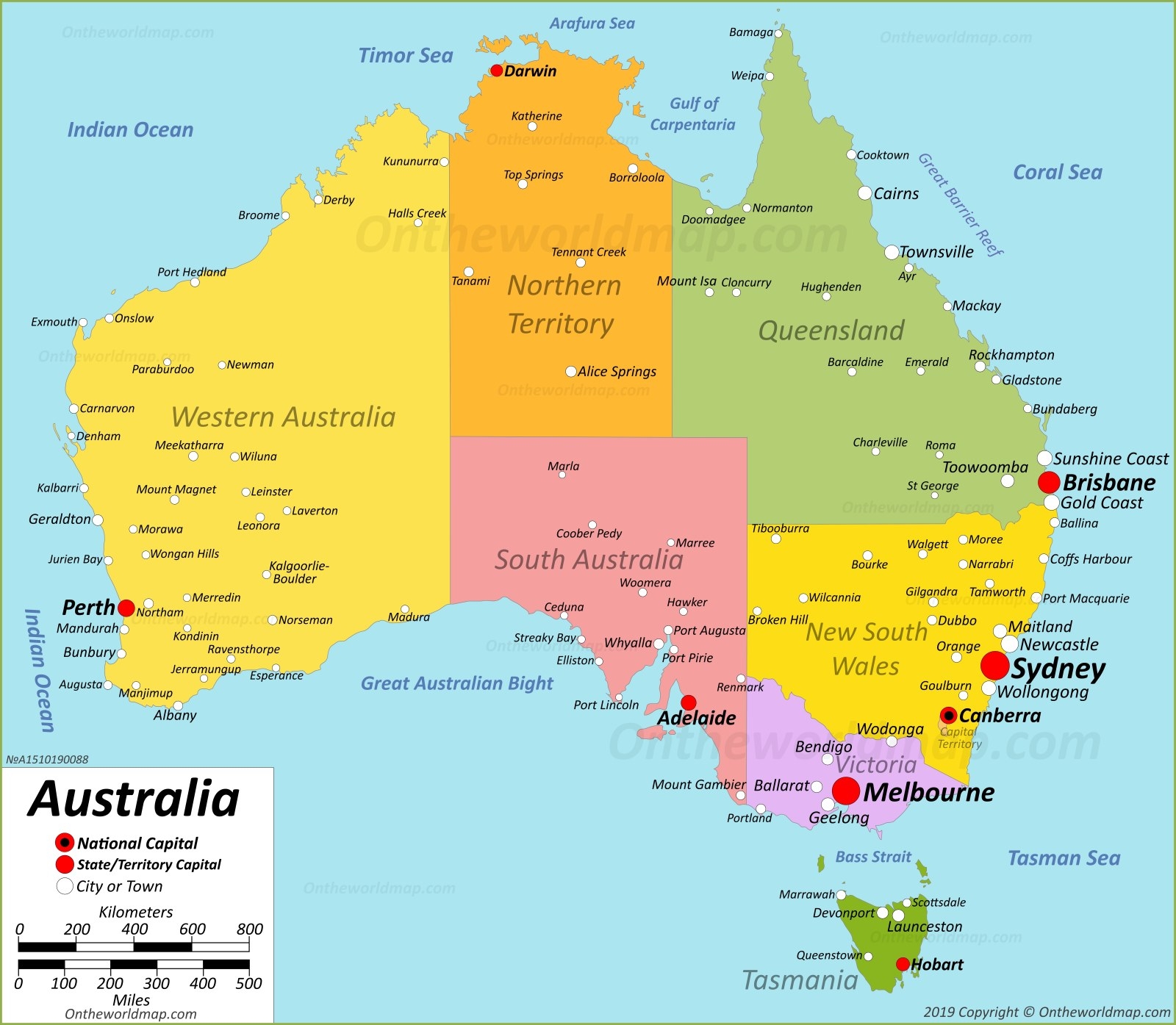 Large Detailed Map Of Australia With Cities And Towns Ontheworldmap