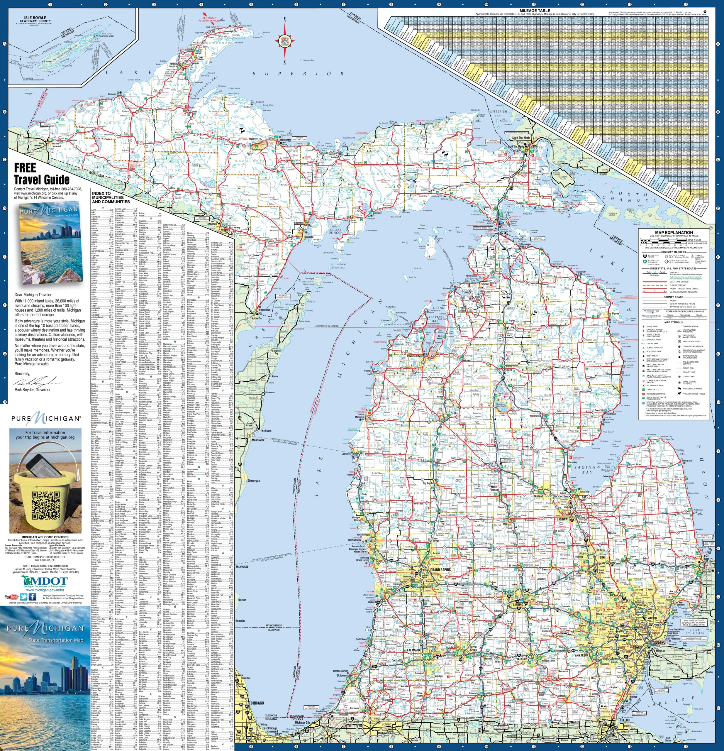 Large Detailed Map Of Michigan With Cities And Towns Ontheworldmap