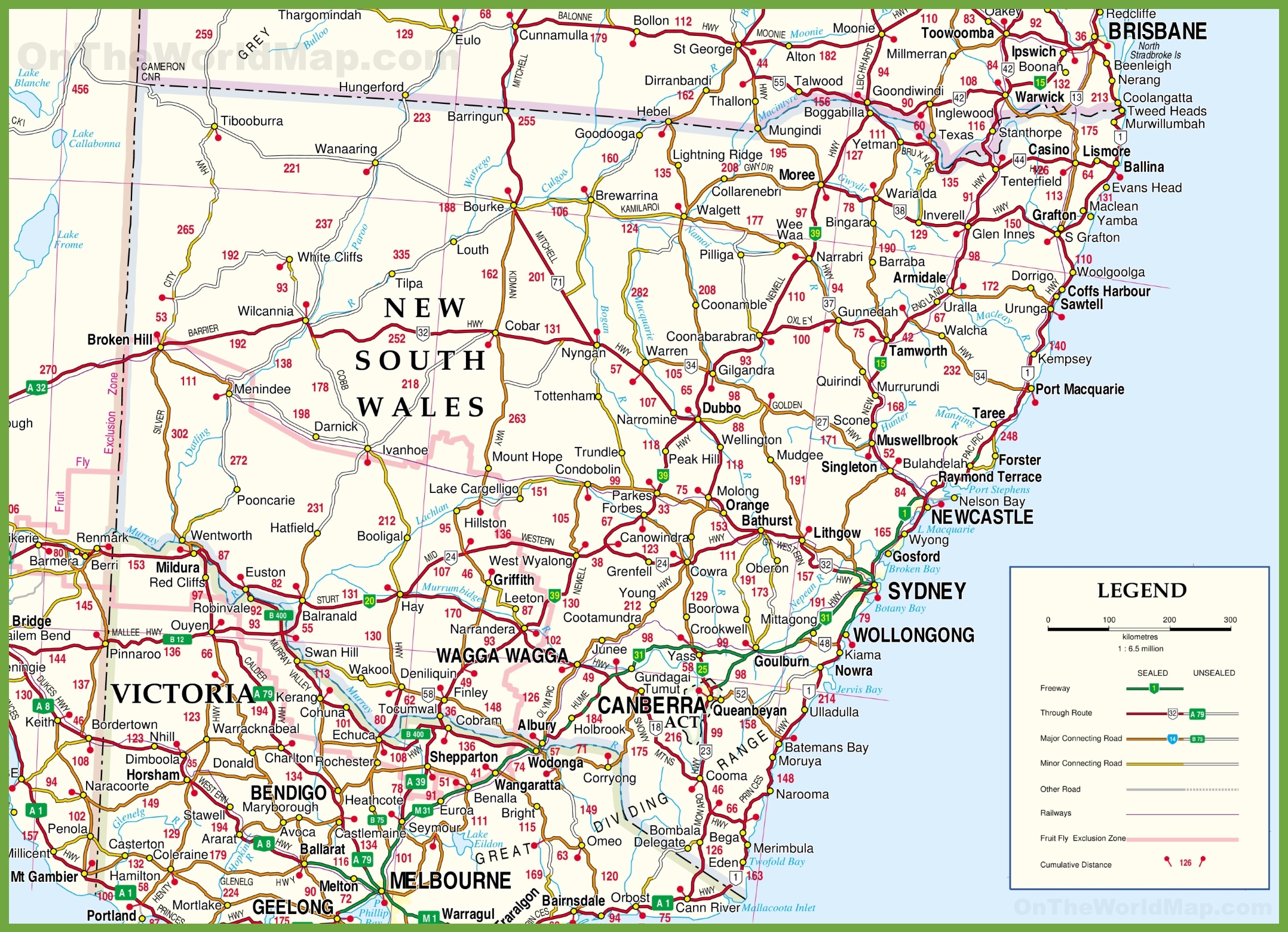 Large Detailed Map Of New South Wales With Cities And Towns Ontheworldmap