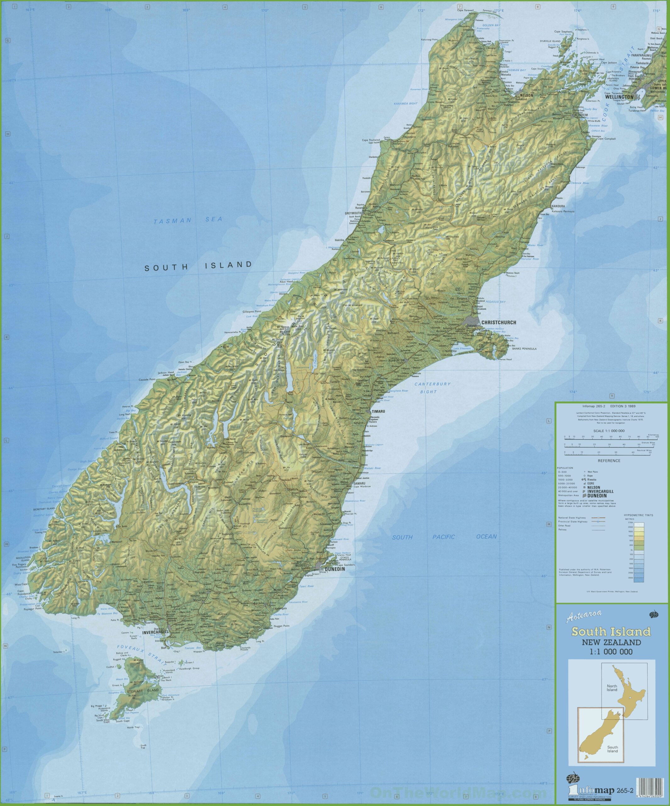 Large Detailed Map Of The South Island Of New Zealand Ontheworldmap