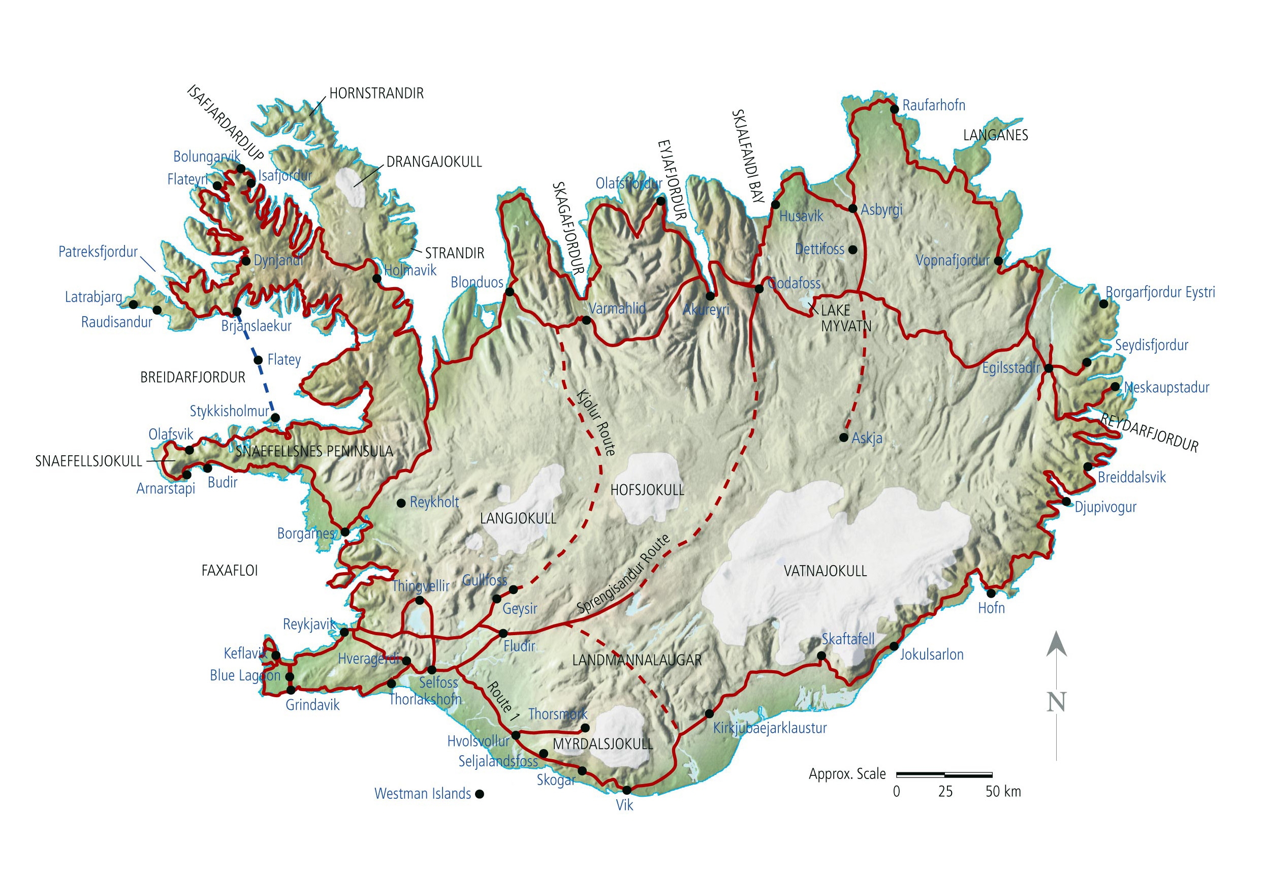 Large Detailed Road Map Of Iceland With Relief And Cities Iceland Europe Mapsland Maps Of The World