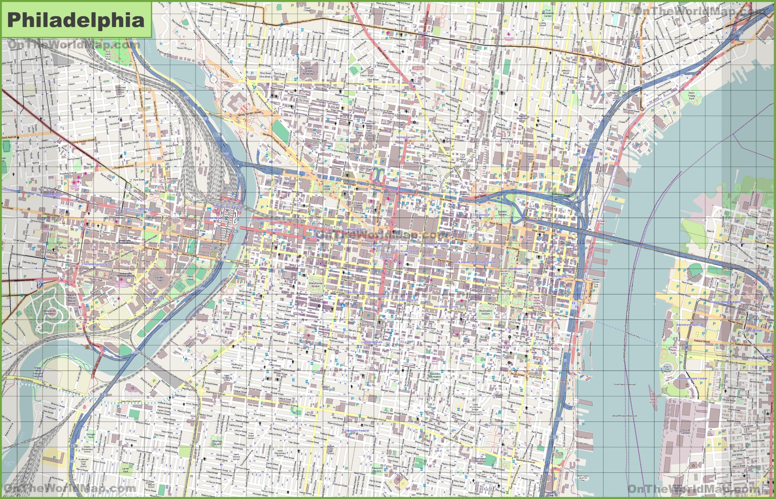 Large Detailed Street Map Of Philadelphia Ontheworldmap