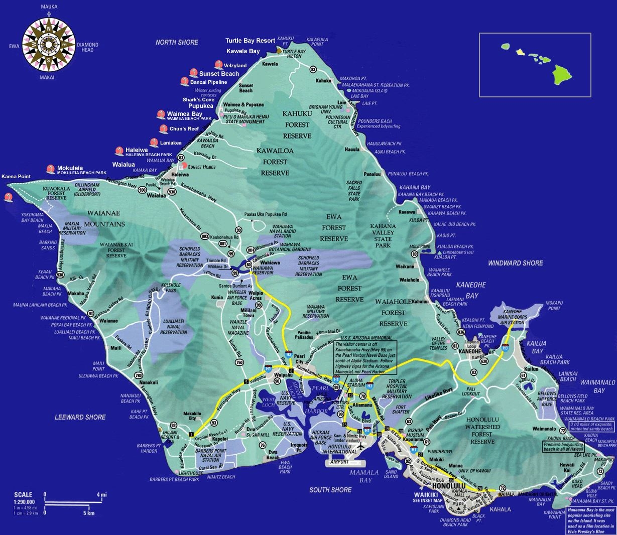 Large Oahu Island Maps For Free Download And Print High Resolution And Detailed Maps
