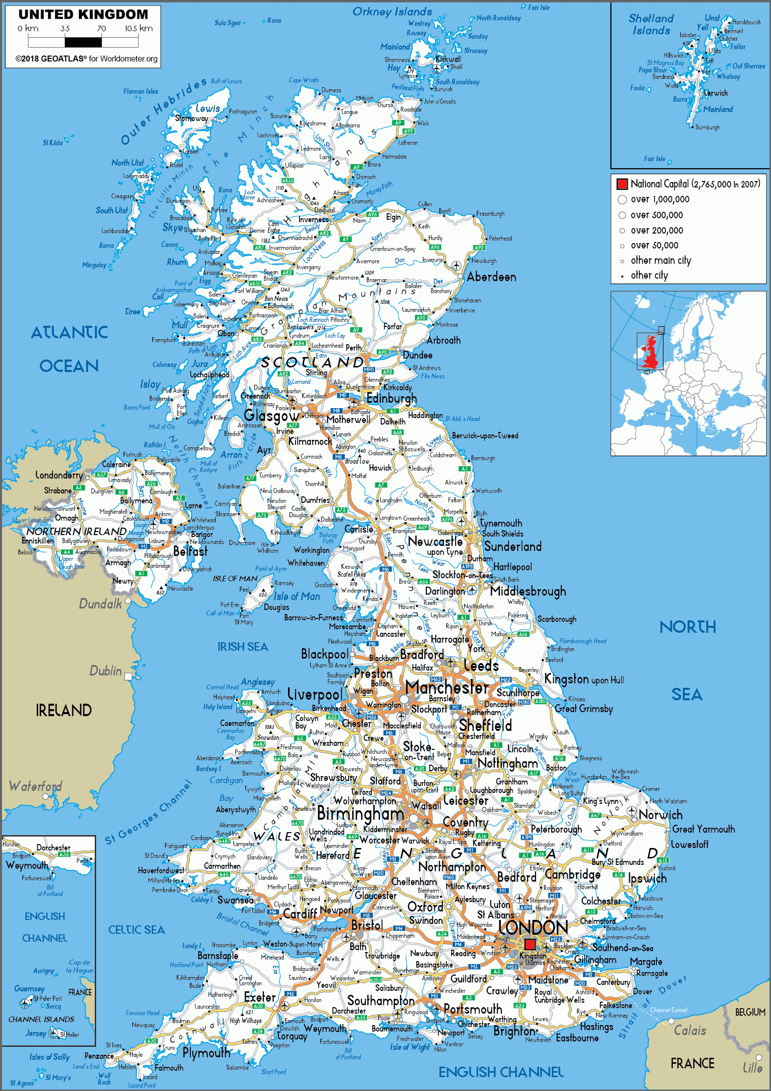 Large Size Road Map Of The United Kingdom Worldometer