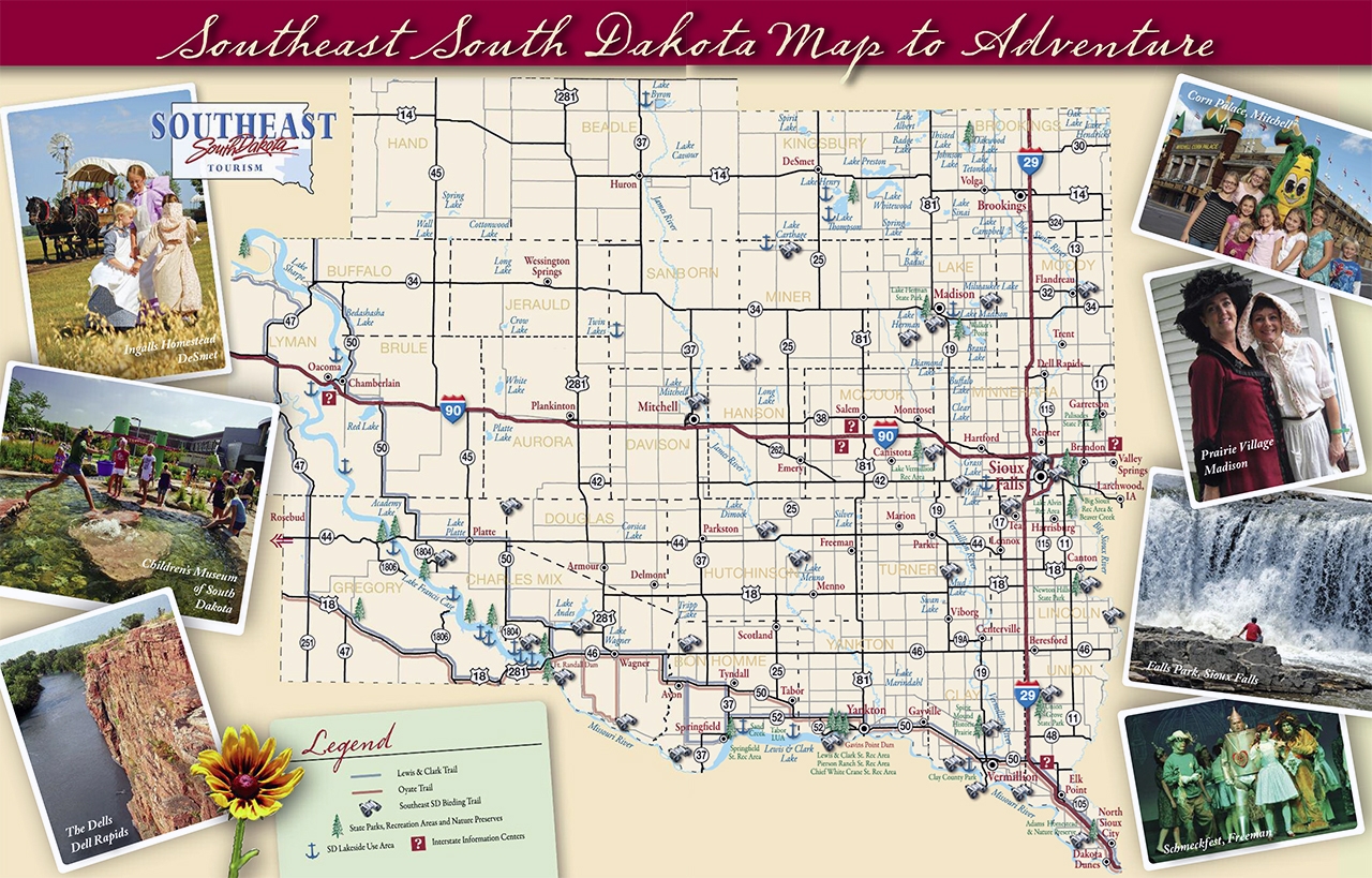 Large Tourist Map Of South Dakota State The State Of South Dakota Large Tourist Map Vidiani Maps Of All Countries In One Place