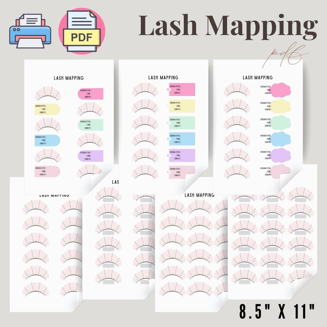 Lash Mapping Template Printable PDF For Lash Artists Eyelash Extension Mapping Guide Lash Artist Tool Etsy Israel