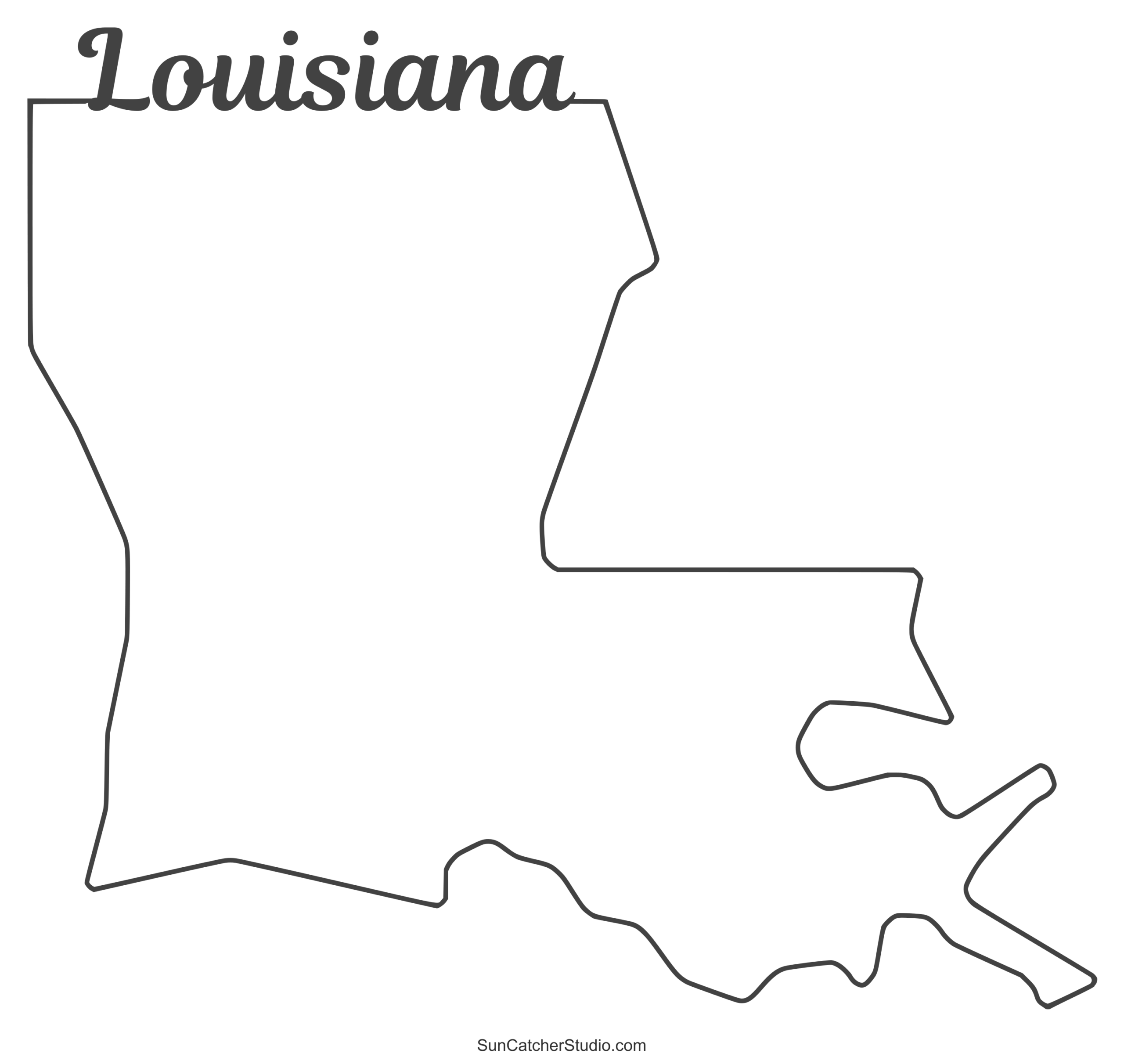 Louisiana Map Outline Printable State Shape Stencil Pattern Free Printables Lettering SVG Files Tools Apps