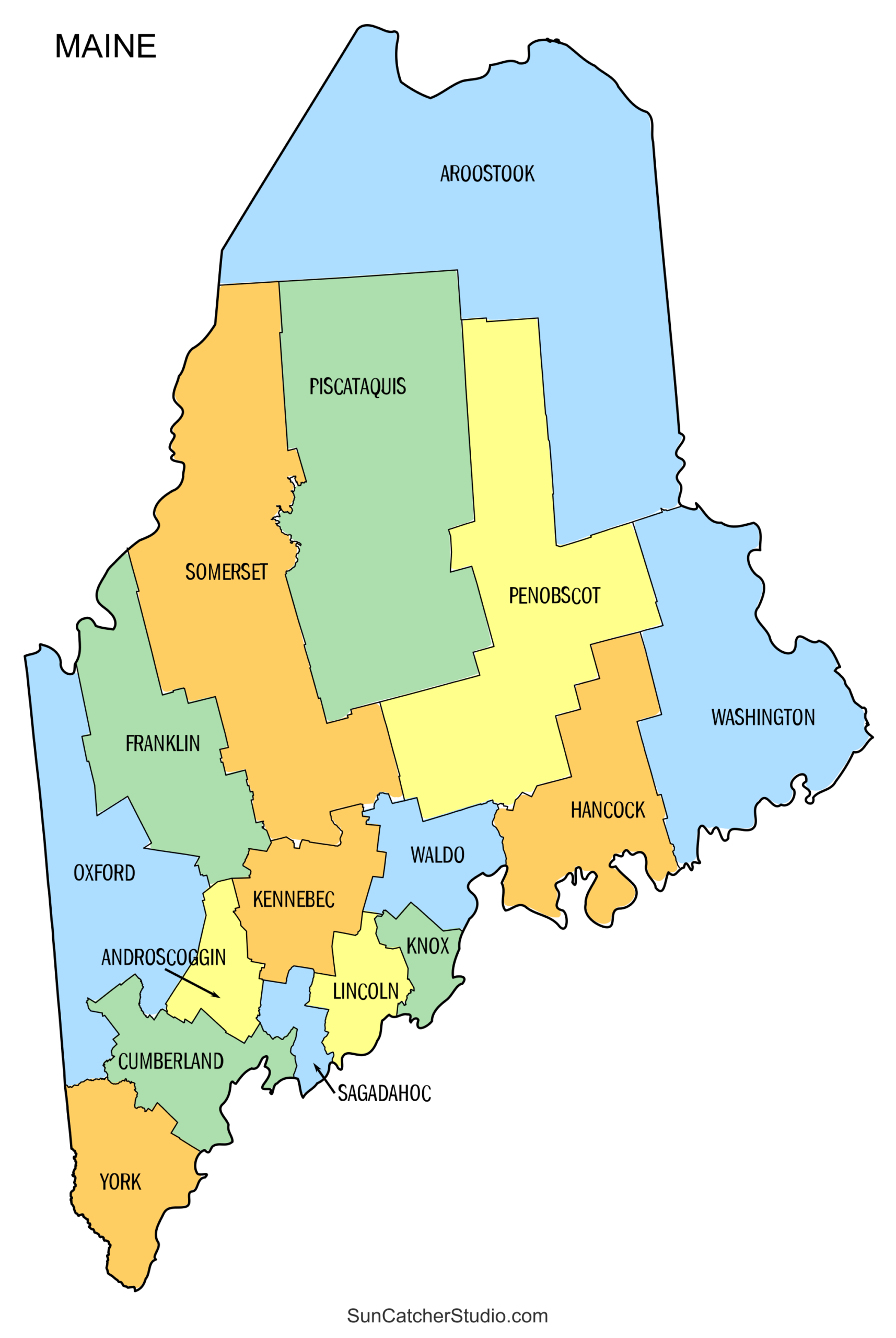 Maine County Map Printable State Map With County Lines Free Printables Lettering SVG Files Tools Apps