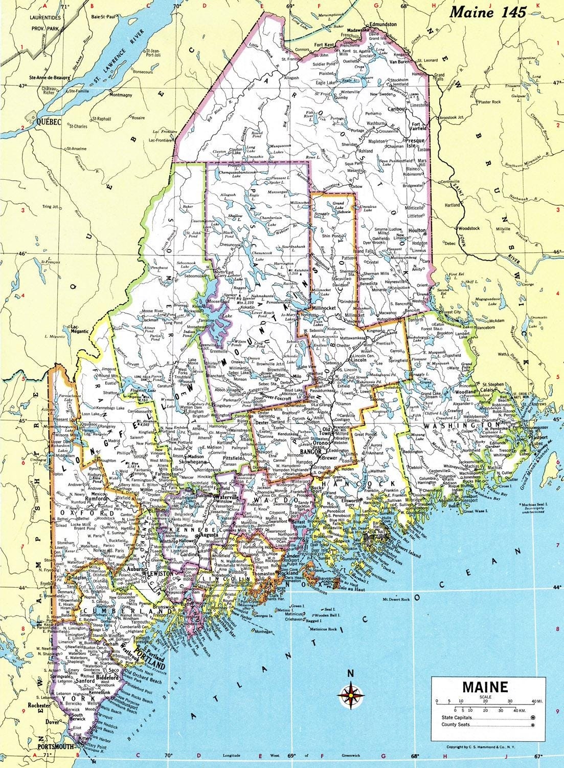 Maine Map Instant Download Printable Map Digital Download Wall Art Antique Map Map Of Maine Etsy Israel