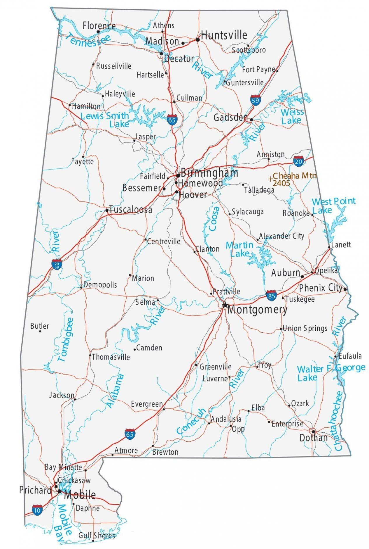 Map Of Alabama Cities And Roads GIS Geography