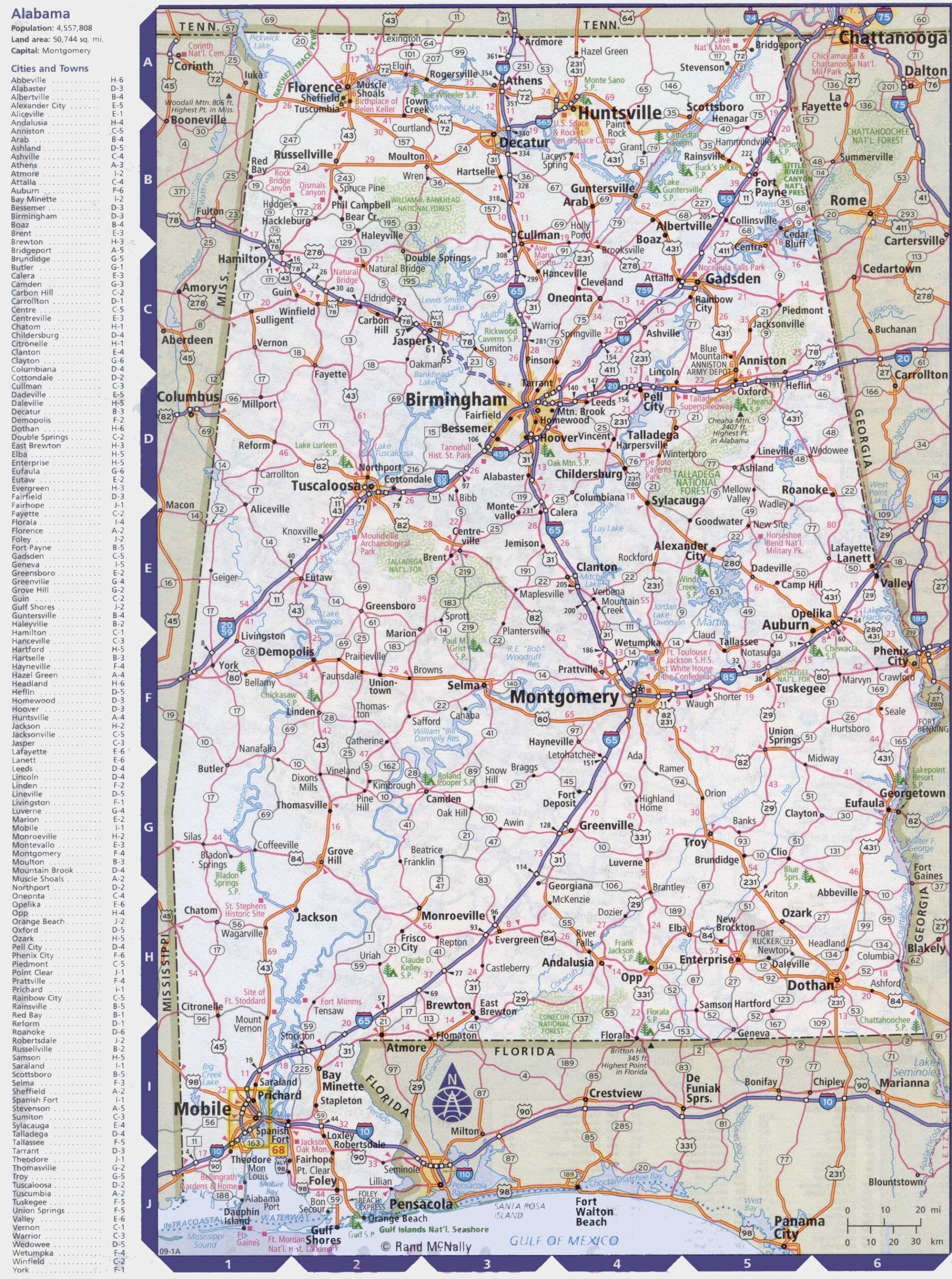 Map Of Alabama With Cities And Towns Ontheworldmap