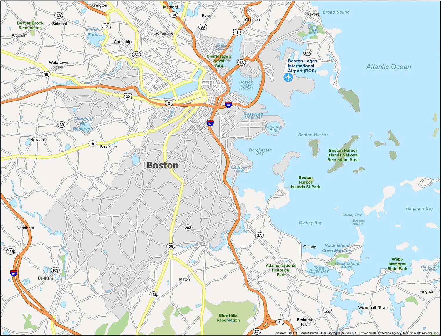 Map Of Boston Massachusetts GIS Geography Map Of Boston Massachusetts GIS Geography
