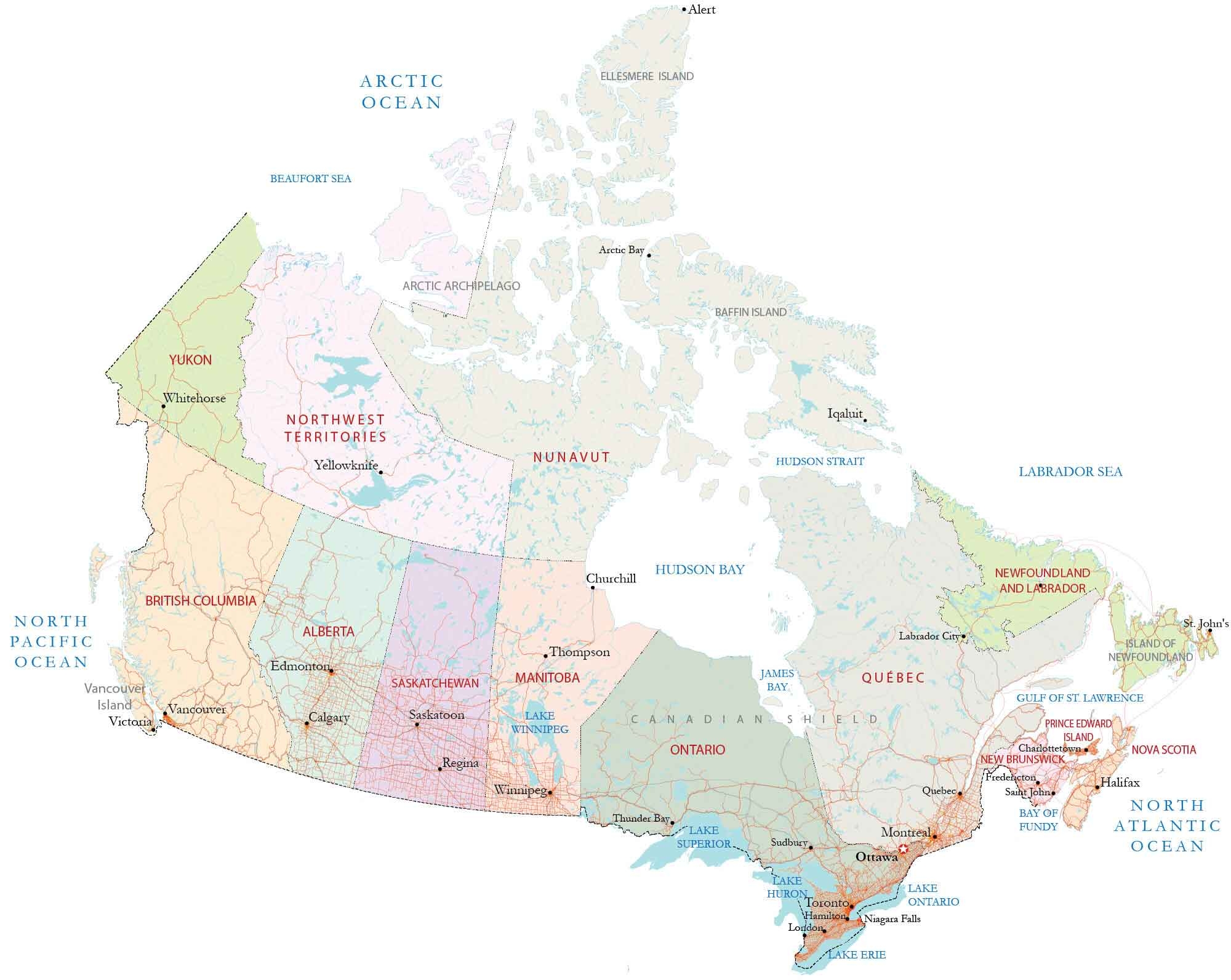 Map Of Canada Cities And Roads GIS Geography