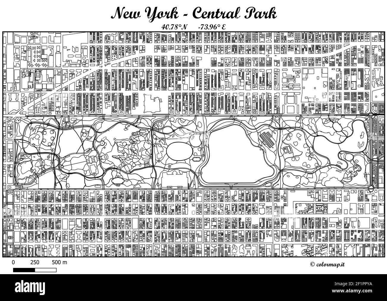 Map Of Central Park New York Black And White Stock Photos Images Alamy