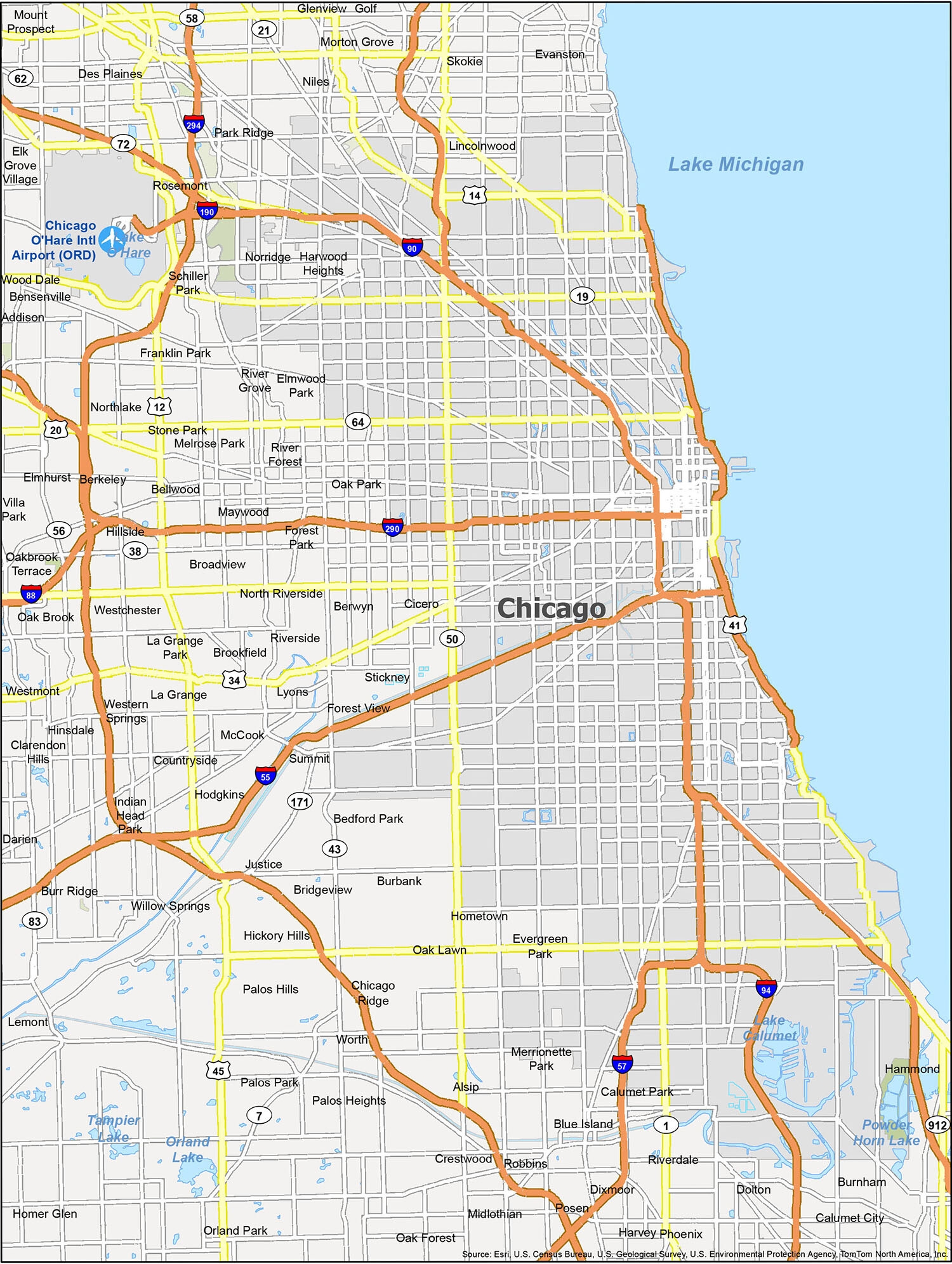 Map Of Chicago Illinois GIS Geography