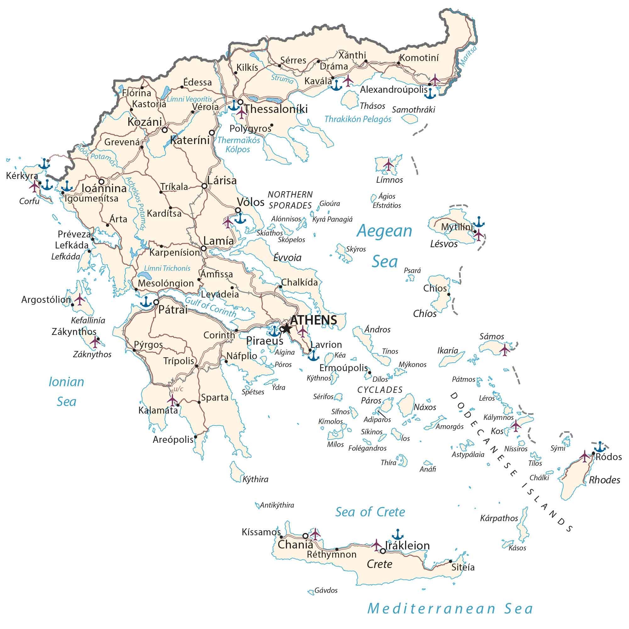 Map Of Greece Cities And Roads GIS Geography