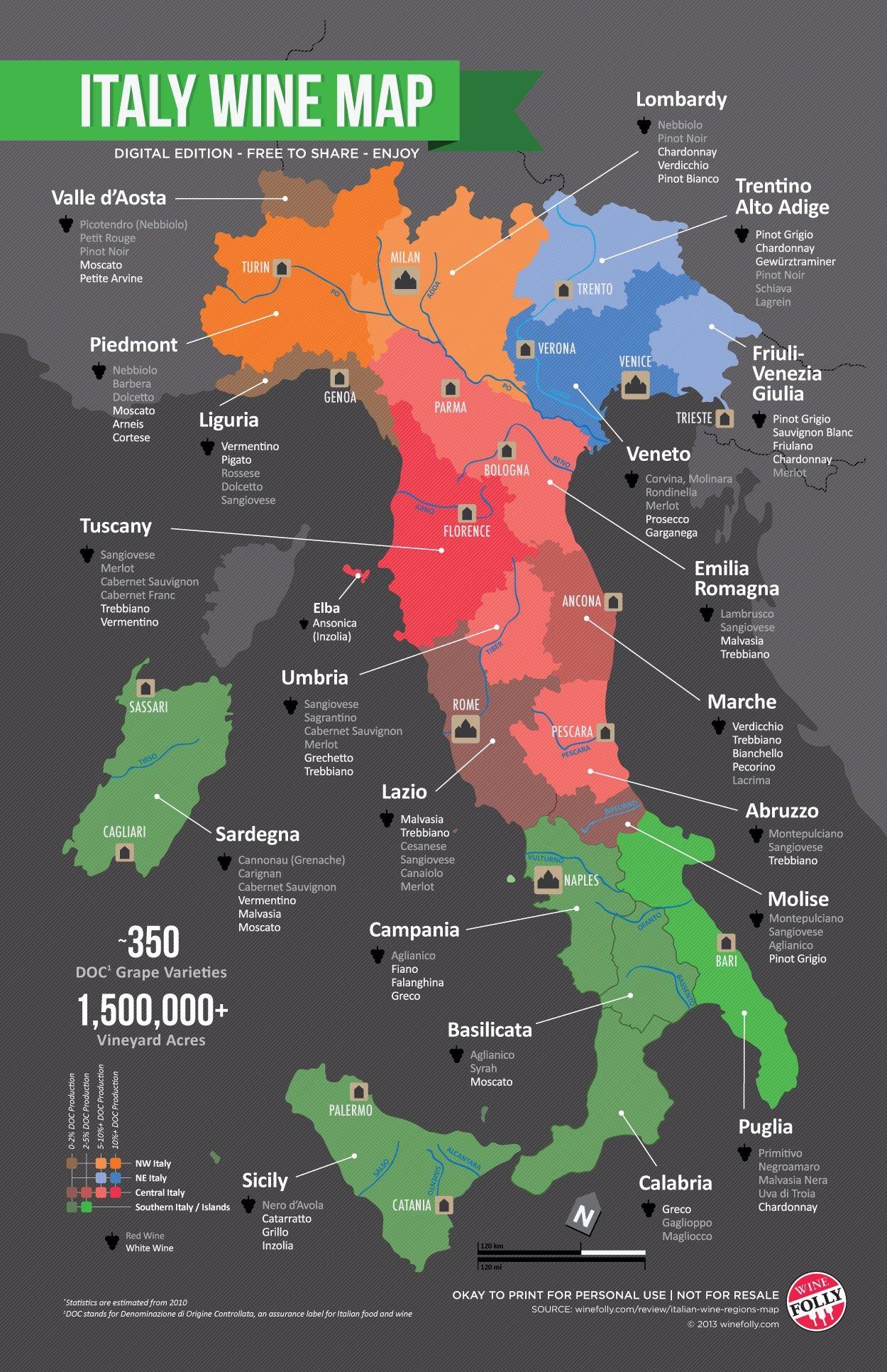 Map Of Italy Wine Wine Regions And Vineyards Of Italy