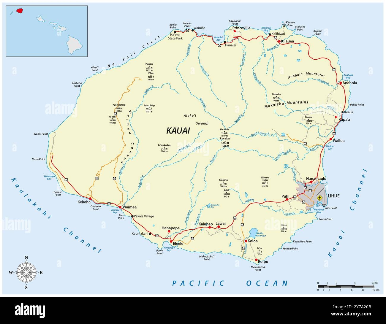 Map Of Kauai Hi res Stock Photography And Images Alamy