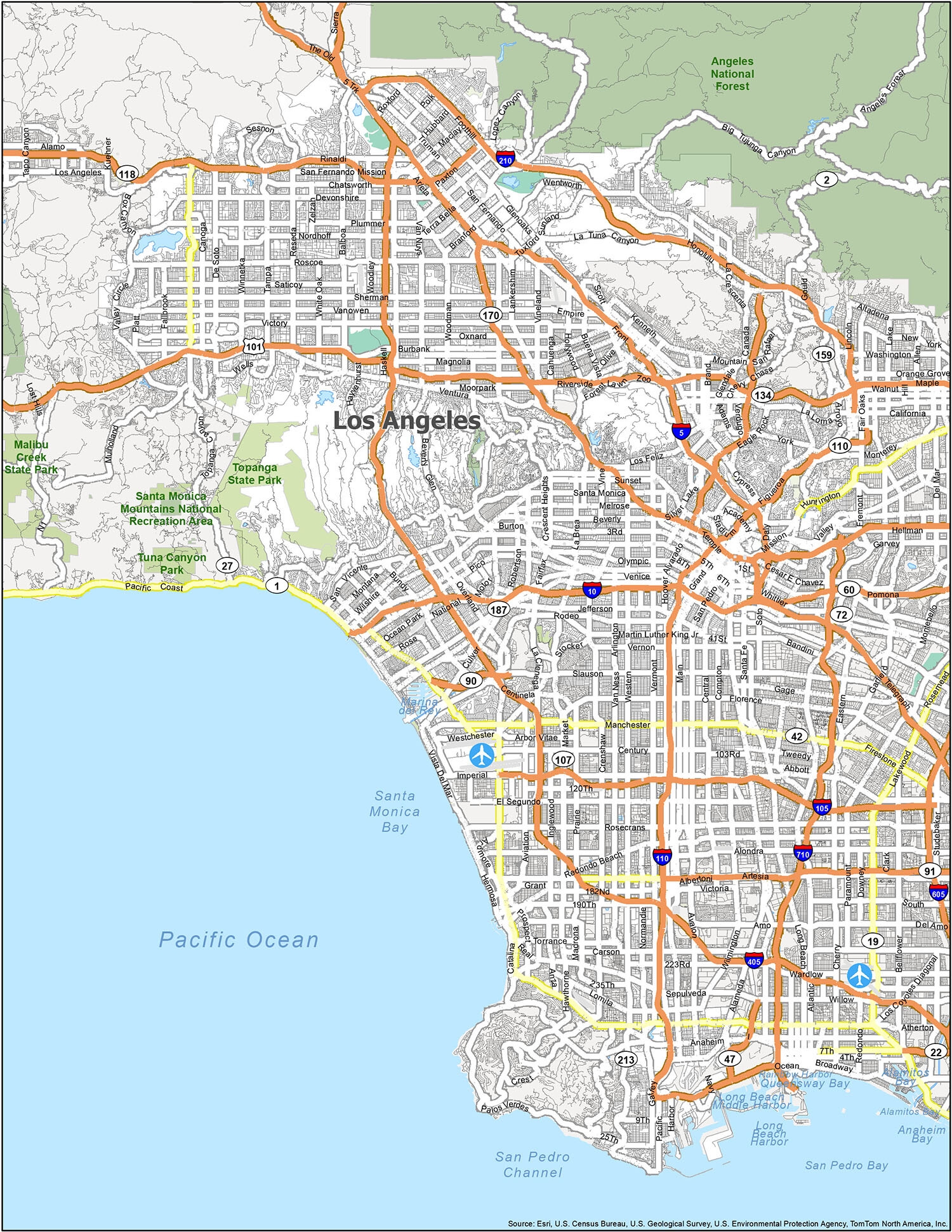Map Of Los Angeles California GIS Geography