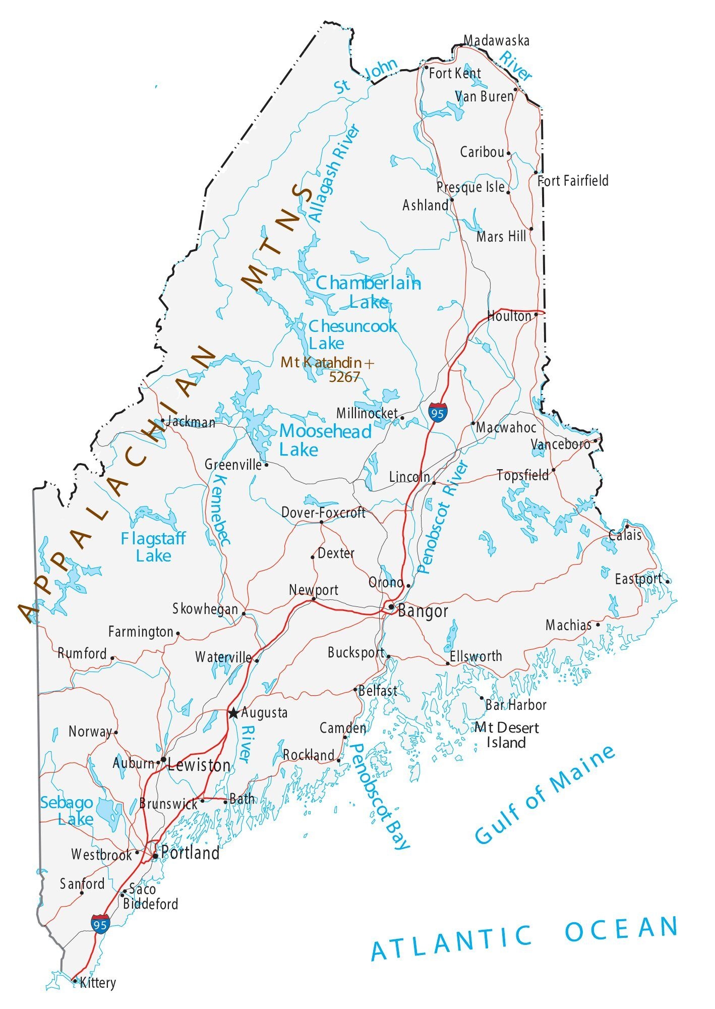 Map Of Maine Cities And Roads GIS Geography