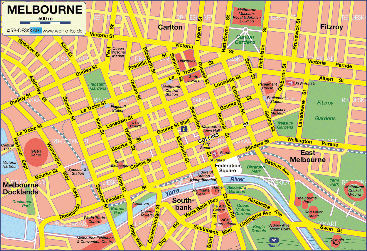 Map Of Melbourne City In Australia Welt Atlas de