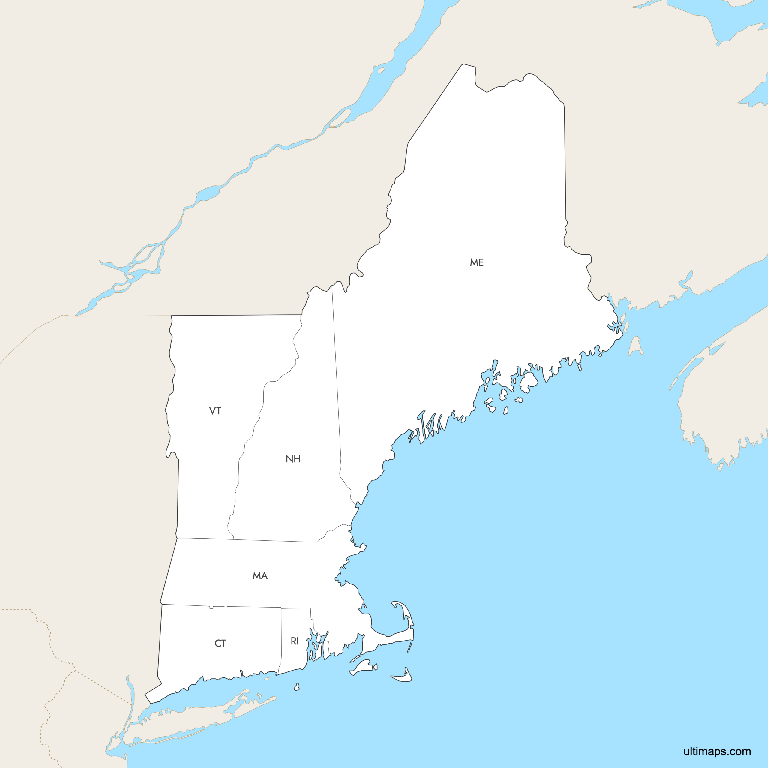 Map Of New England States Explore Download Create Your Own Ultimaps