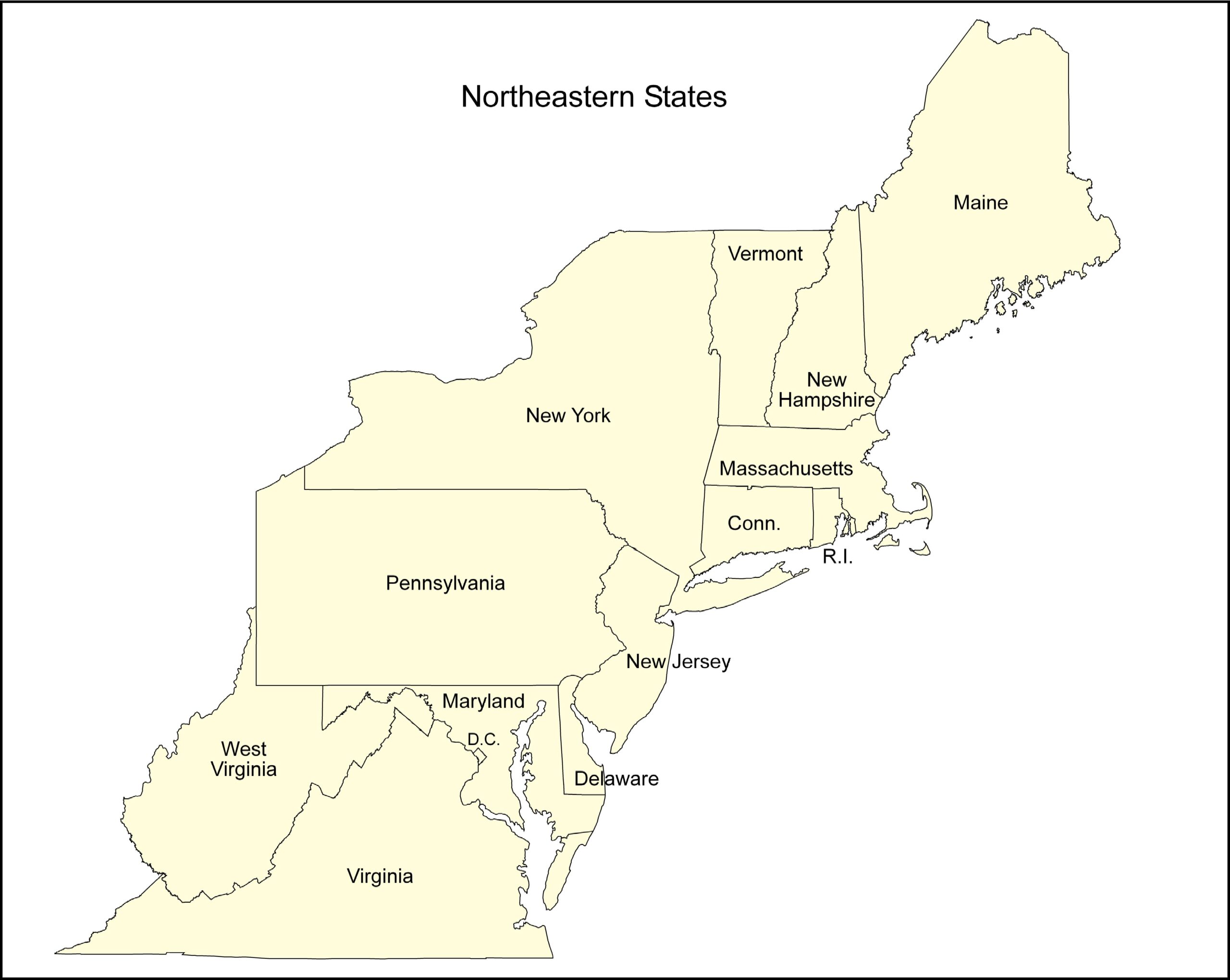Map Of Northeast Usa With Cities
