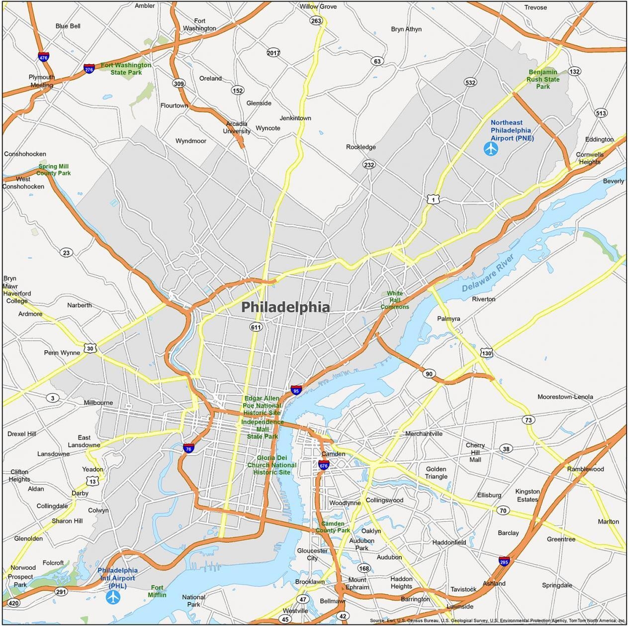 Map Of Philadelphia Pennsylvania GIS Geography