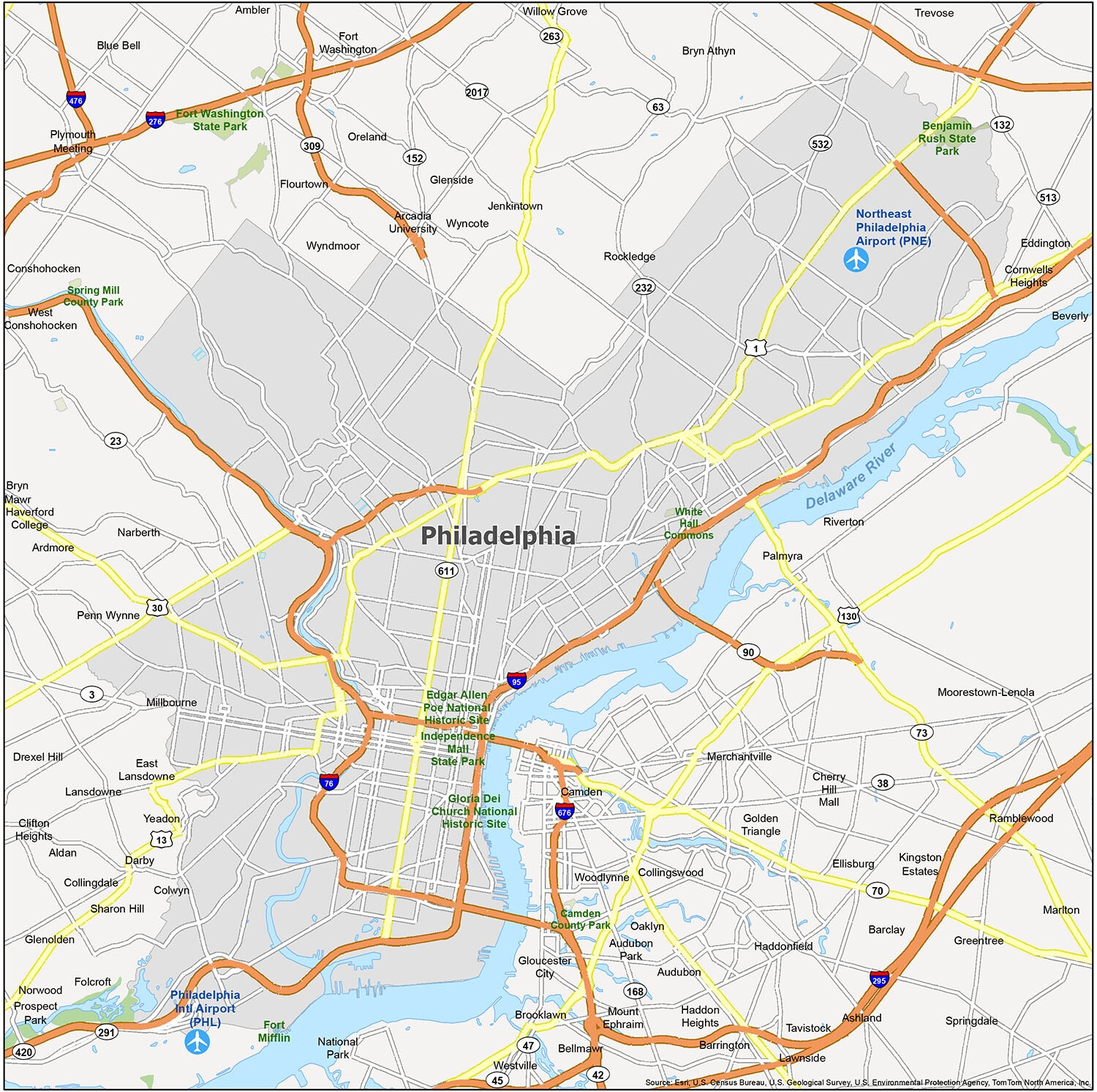 Map Of Philadelphia Pennsylvania GIS Geography