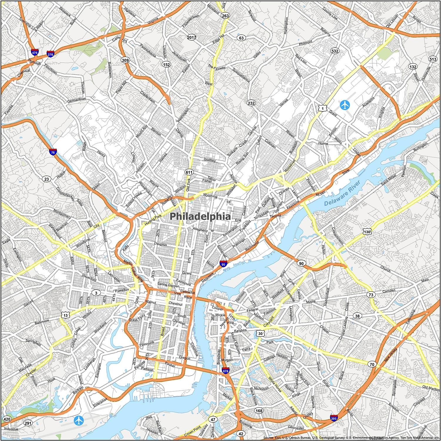 Map Of Philadelphia Pennsylvania GIS Geography