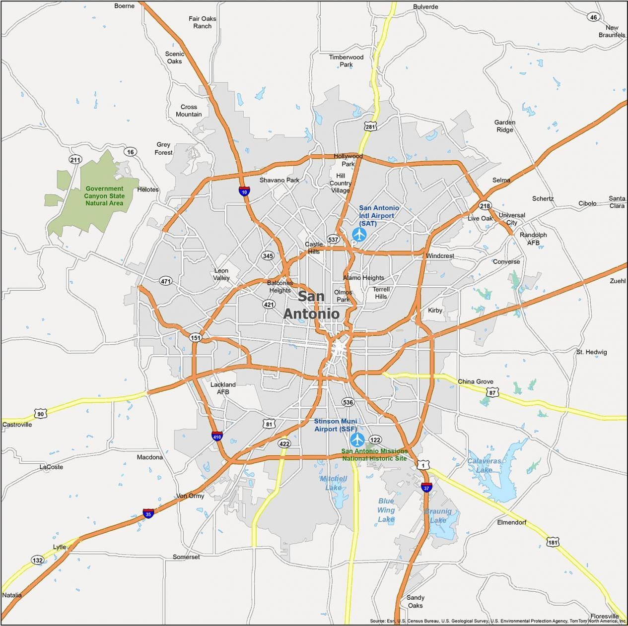 Map Of San Antonio Texas GIS Geography