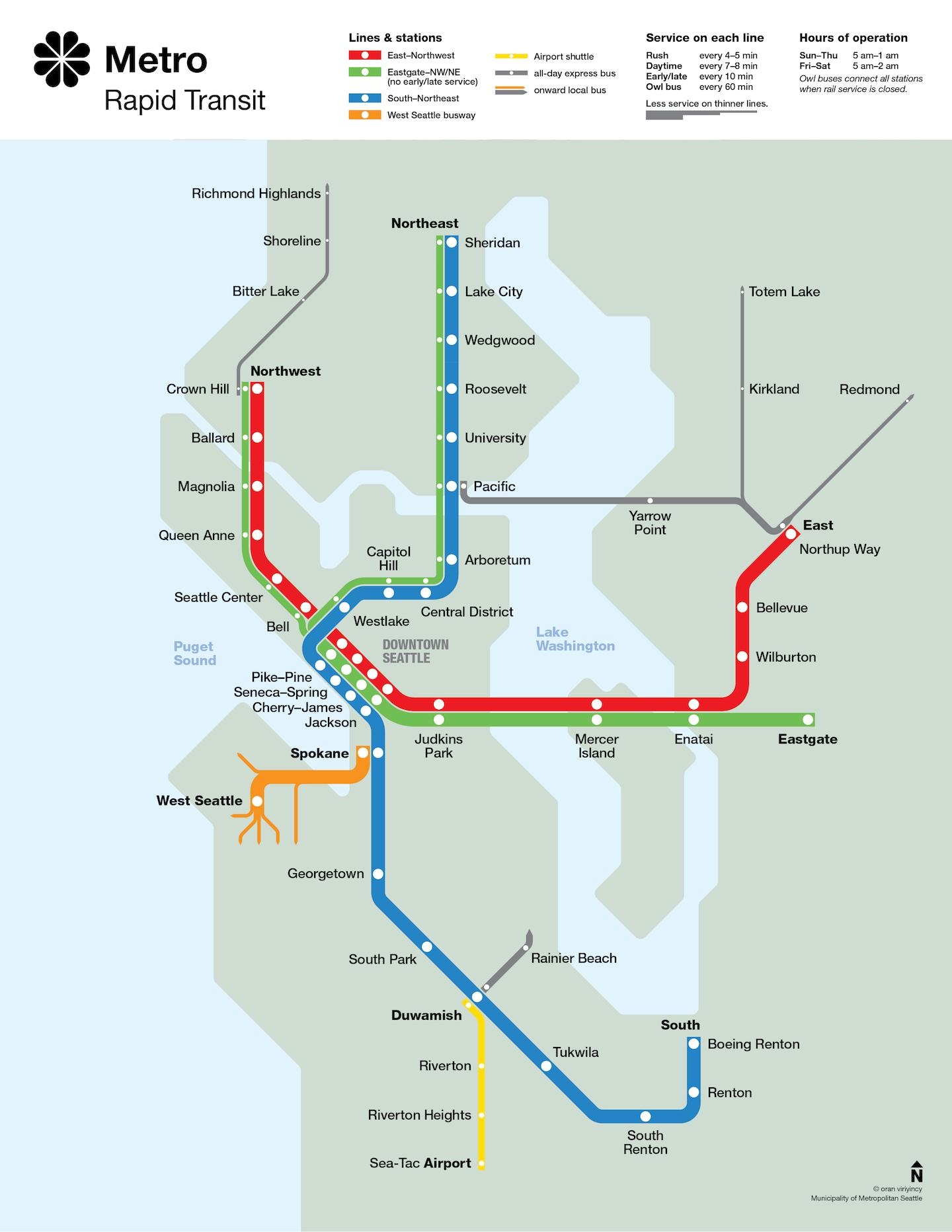 Map Of Seattle Metro Metro Lines And Metro Stations Of Seattle