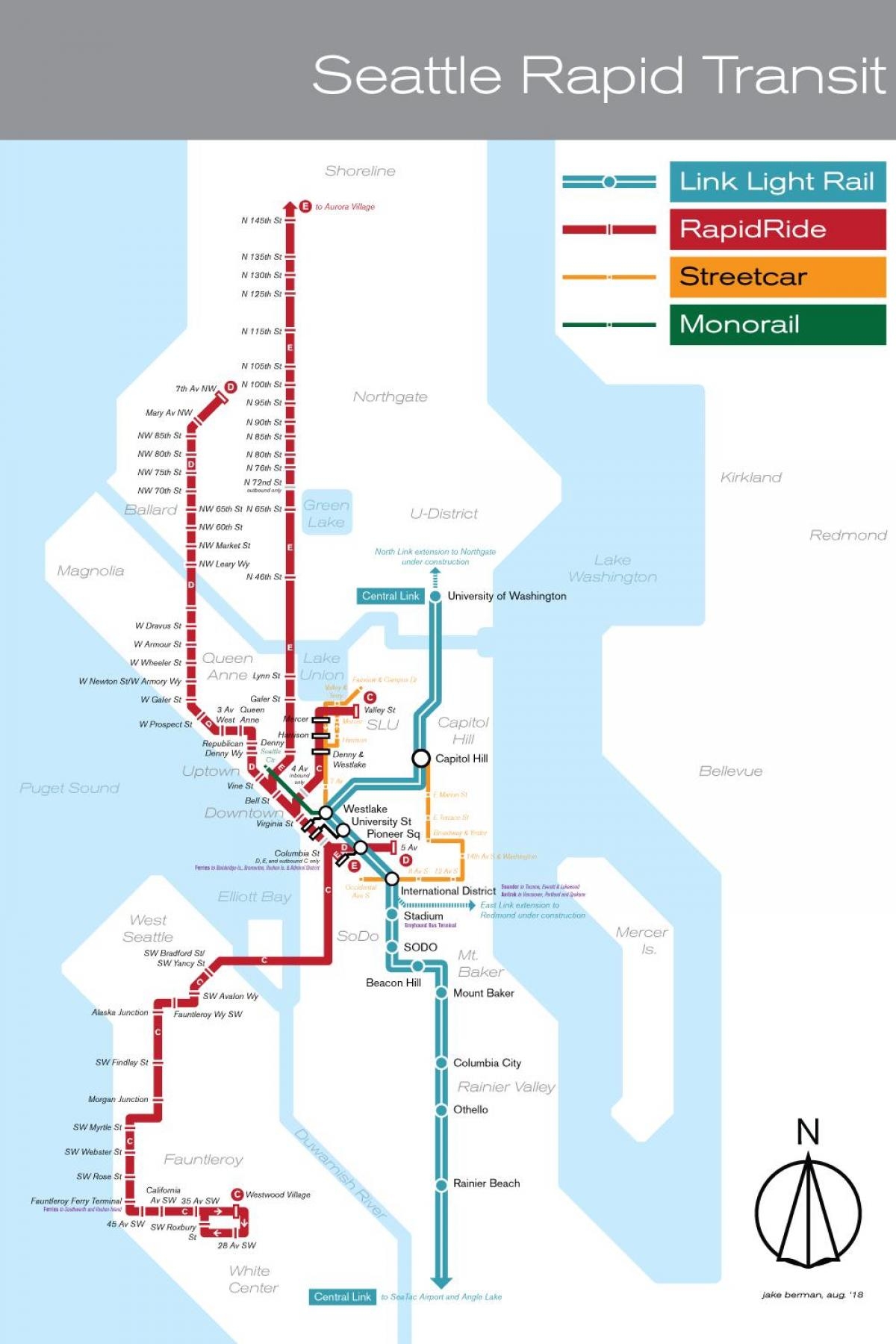 Map Of Seattle Train Railway Lines And Railway Stations Of Seattle