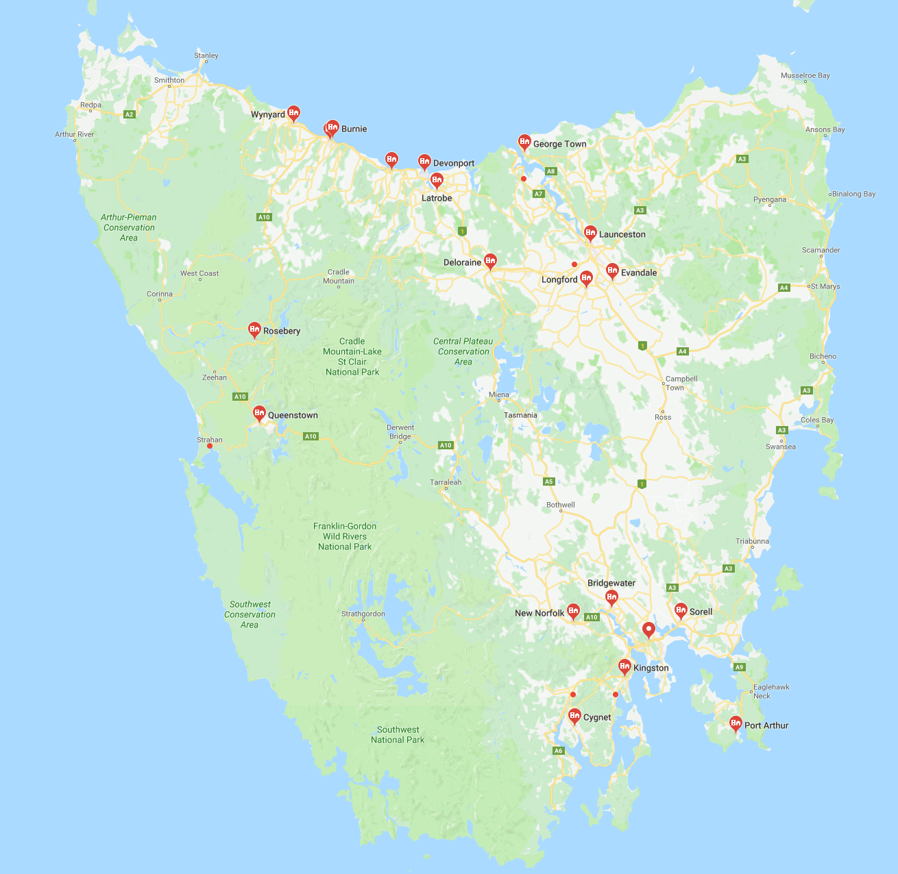 Map Of Tasmania Must See Places Tasmania