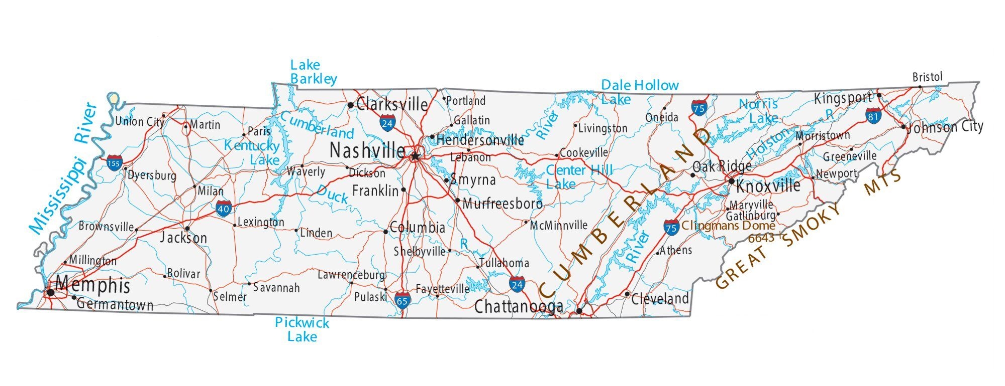 Map Of Tennessee Cities And Roads GIS Geography