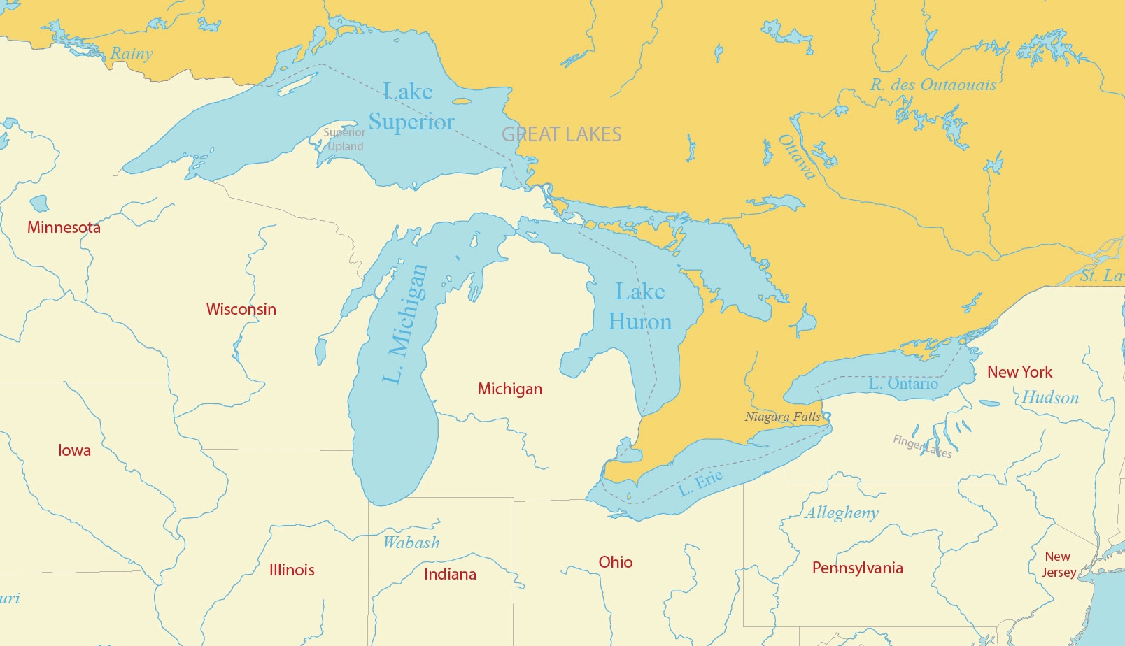 Map Of The Great Lakes Of North America GIS Geography