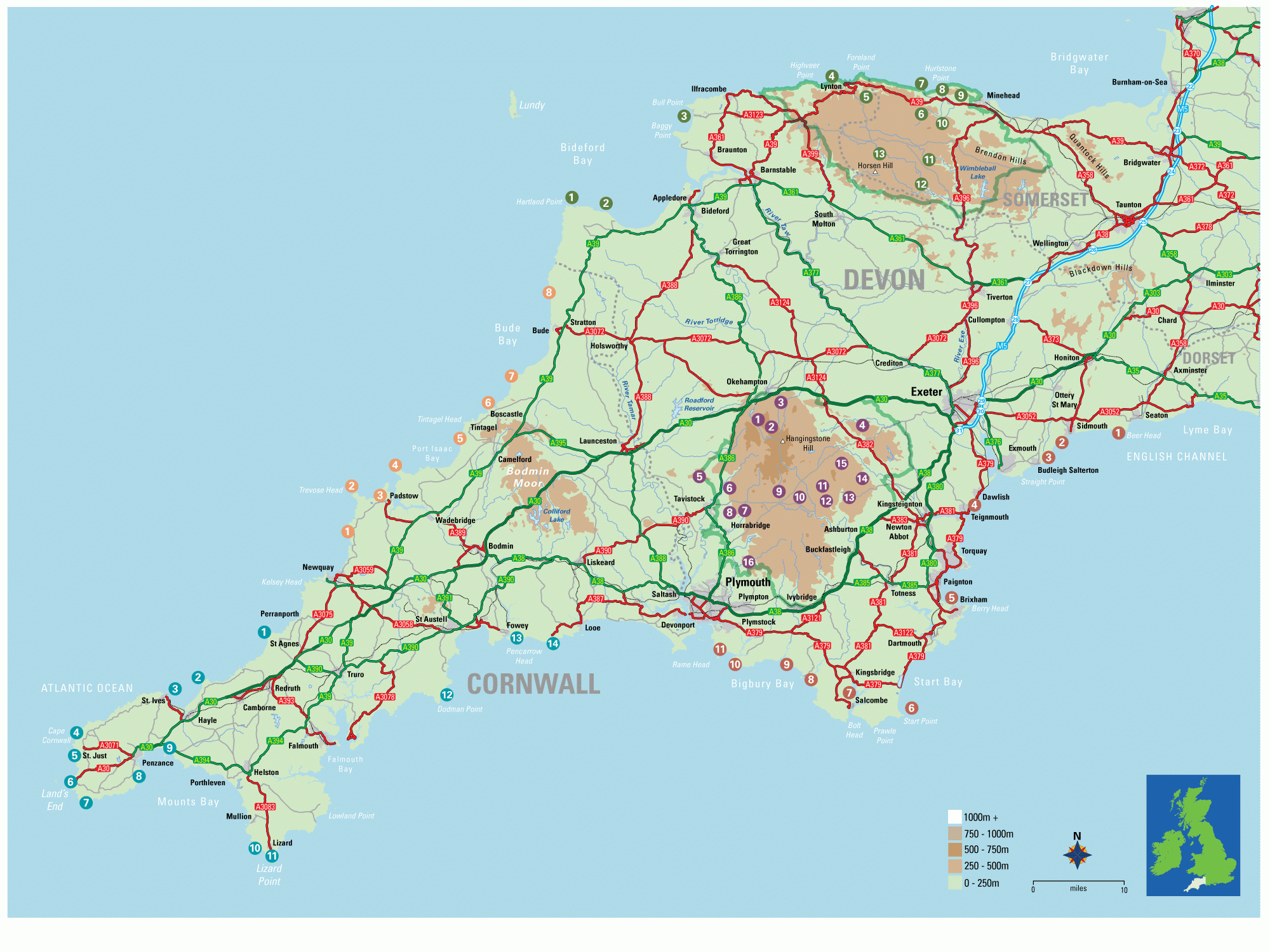 Map Of The Viewpoint Locations In Adam Burton s Photographing Cornwall And Devon Fotovue FotoVUE